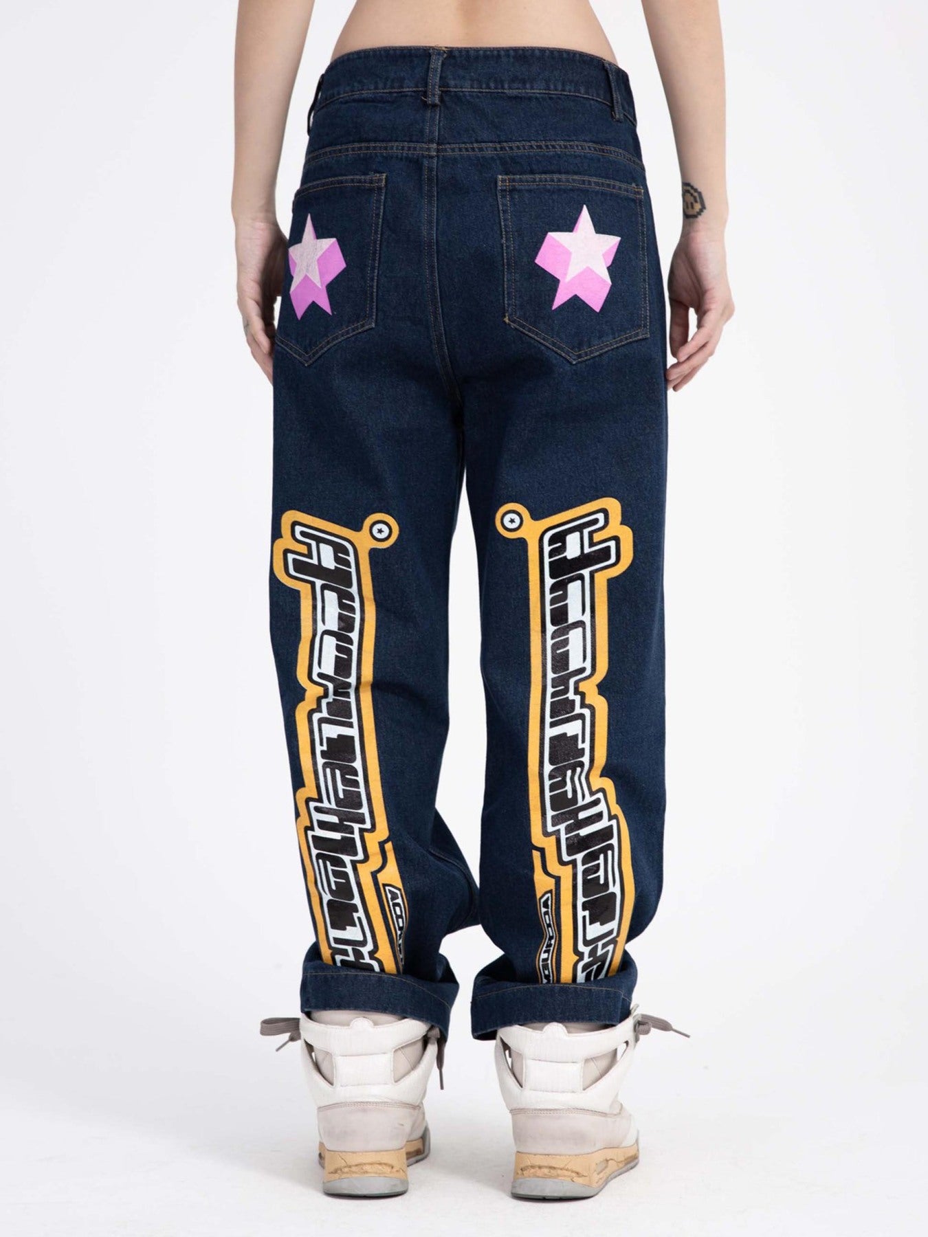Thesupermade Star Letter Print Jeans - 1594