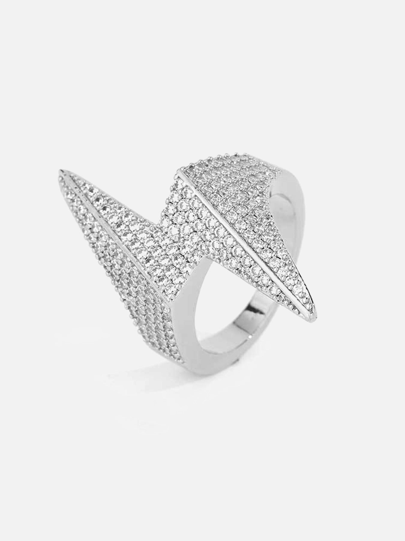 Thesupermade Diamond-shaped Lightning Bolt Zirconia Ring