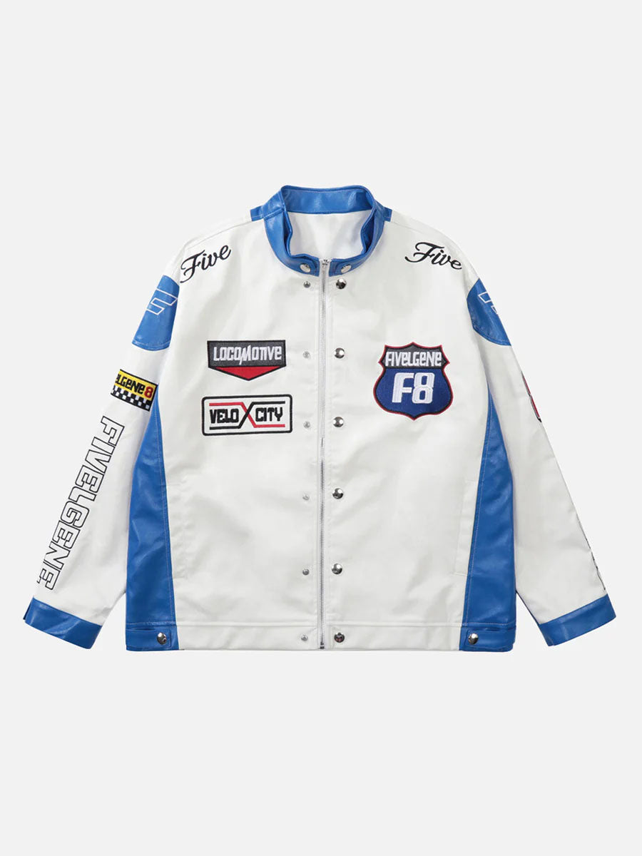 Thesupermade Motorcycle PU Leather Stitching Racing Jacket 1370