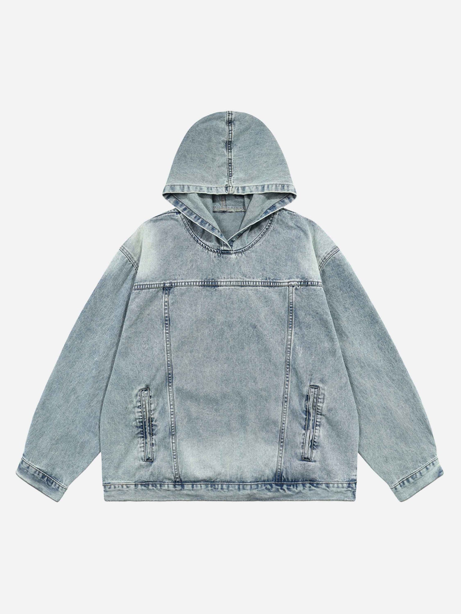 The Supermade High Street Washed And Worn Denim Hoodie - 1464