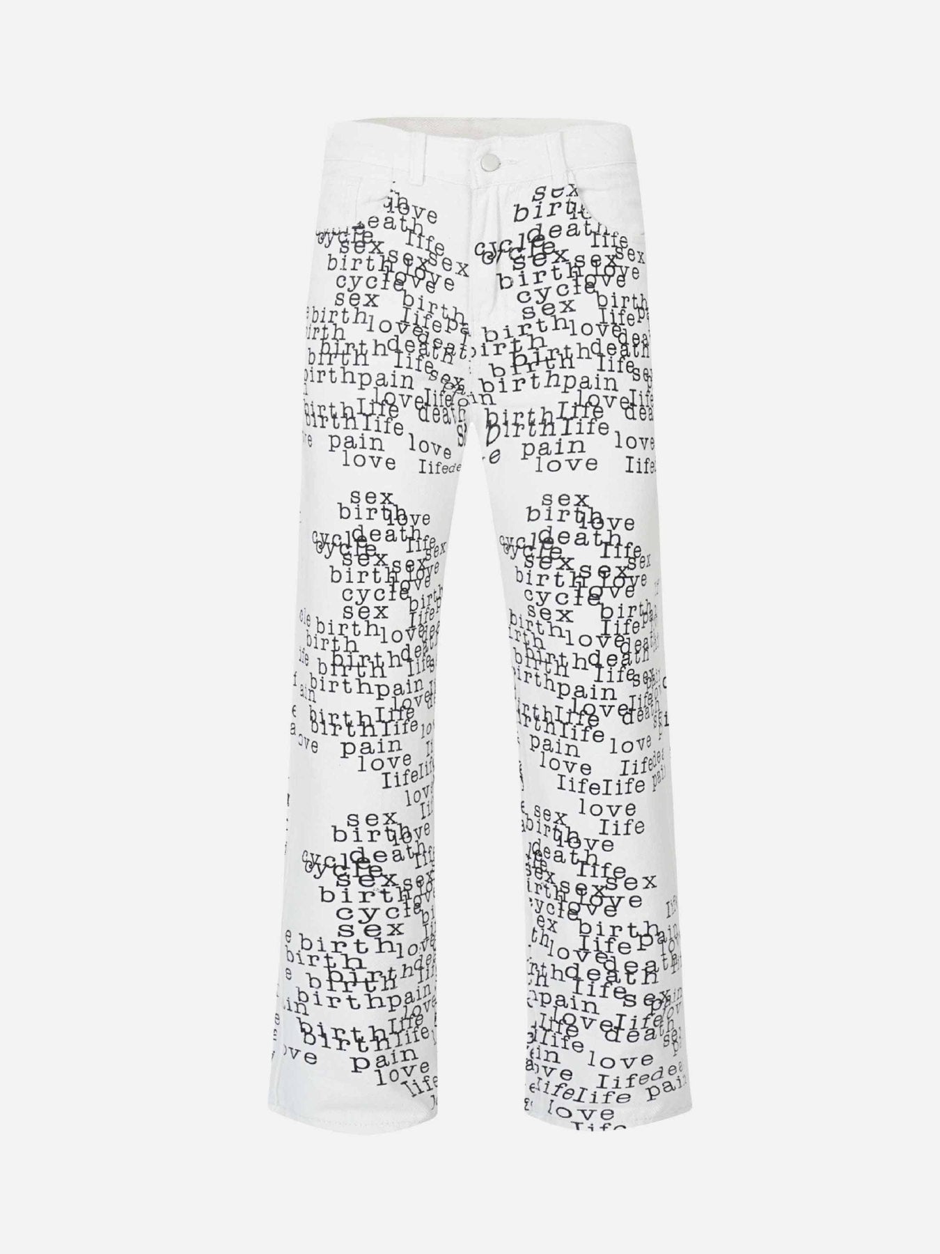 The Supermade American Style Old-fashioned Full Print Letter Jeans