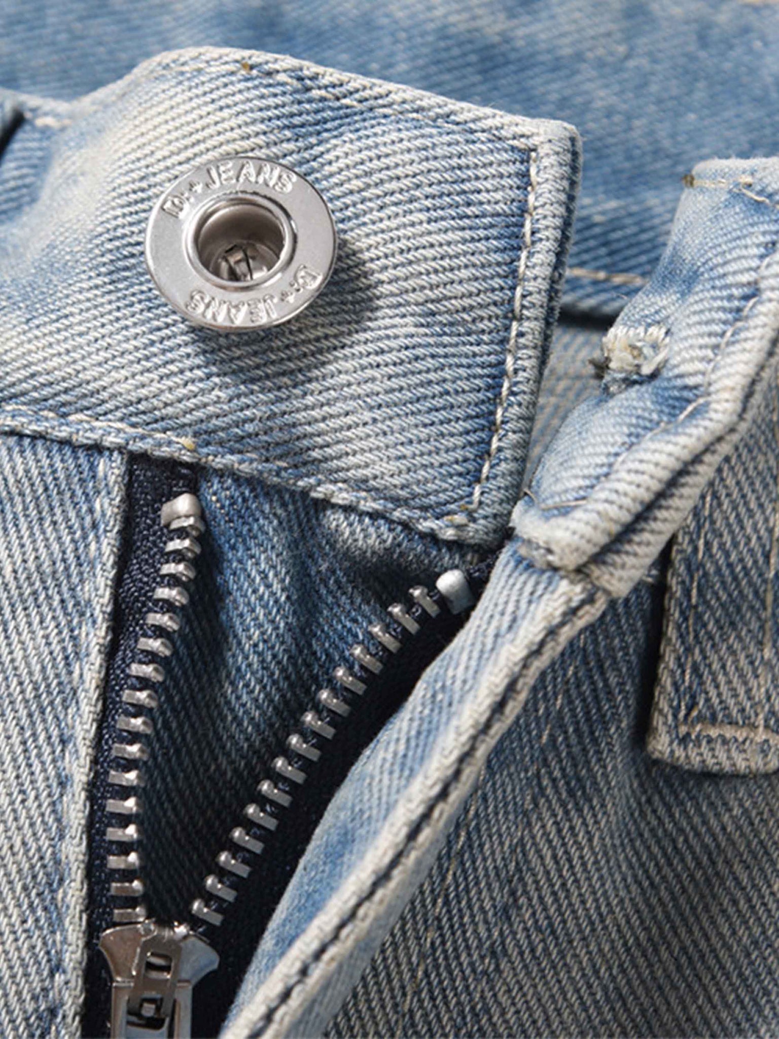 The Supermade High Street Hip-hop Design Sense Zipper Straight Jeans Nine-point Pants