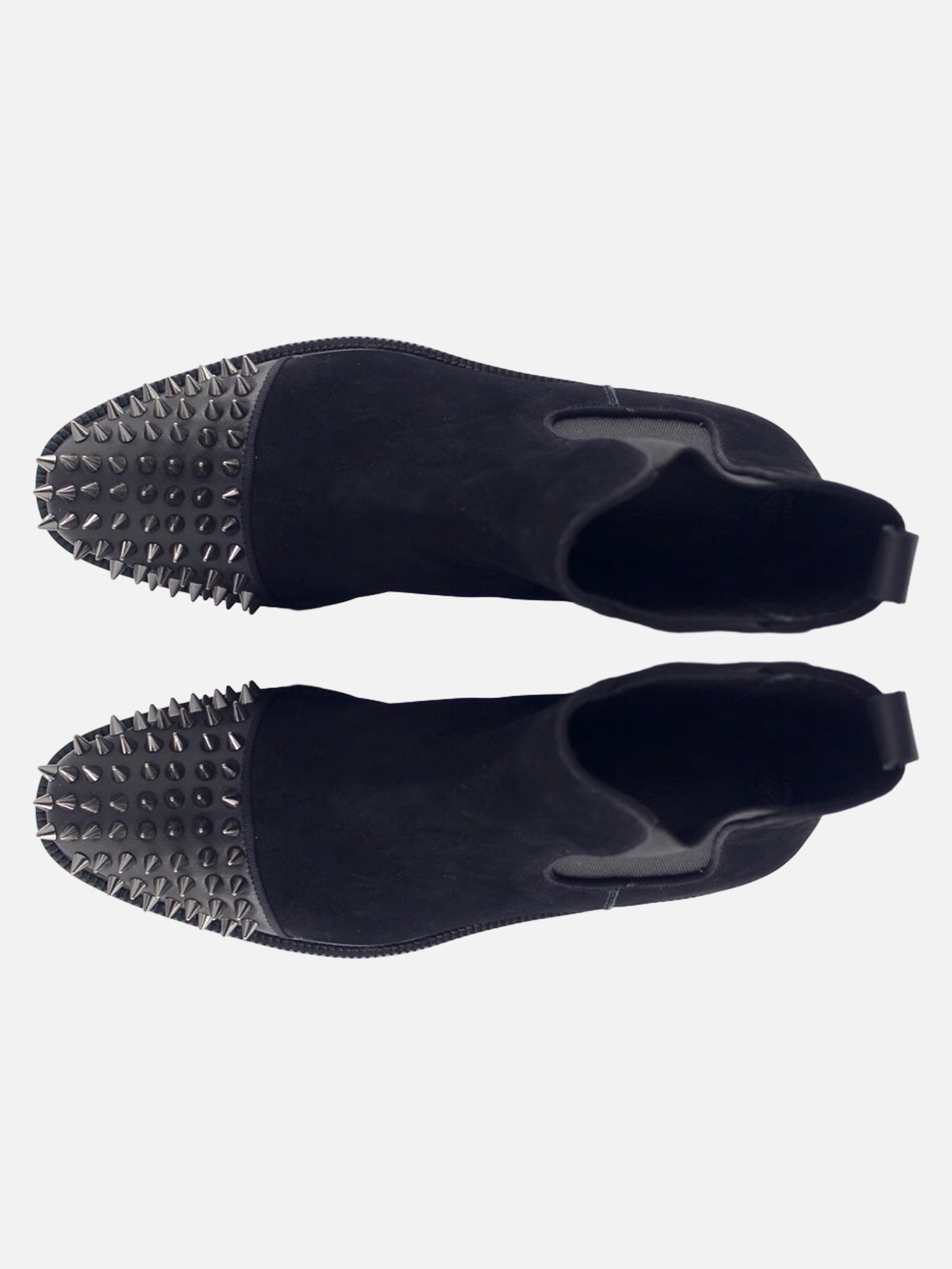 Flat Toe Thick Sole Long Rivet Toe Nubuck Leather Chelsea Boots