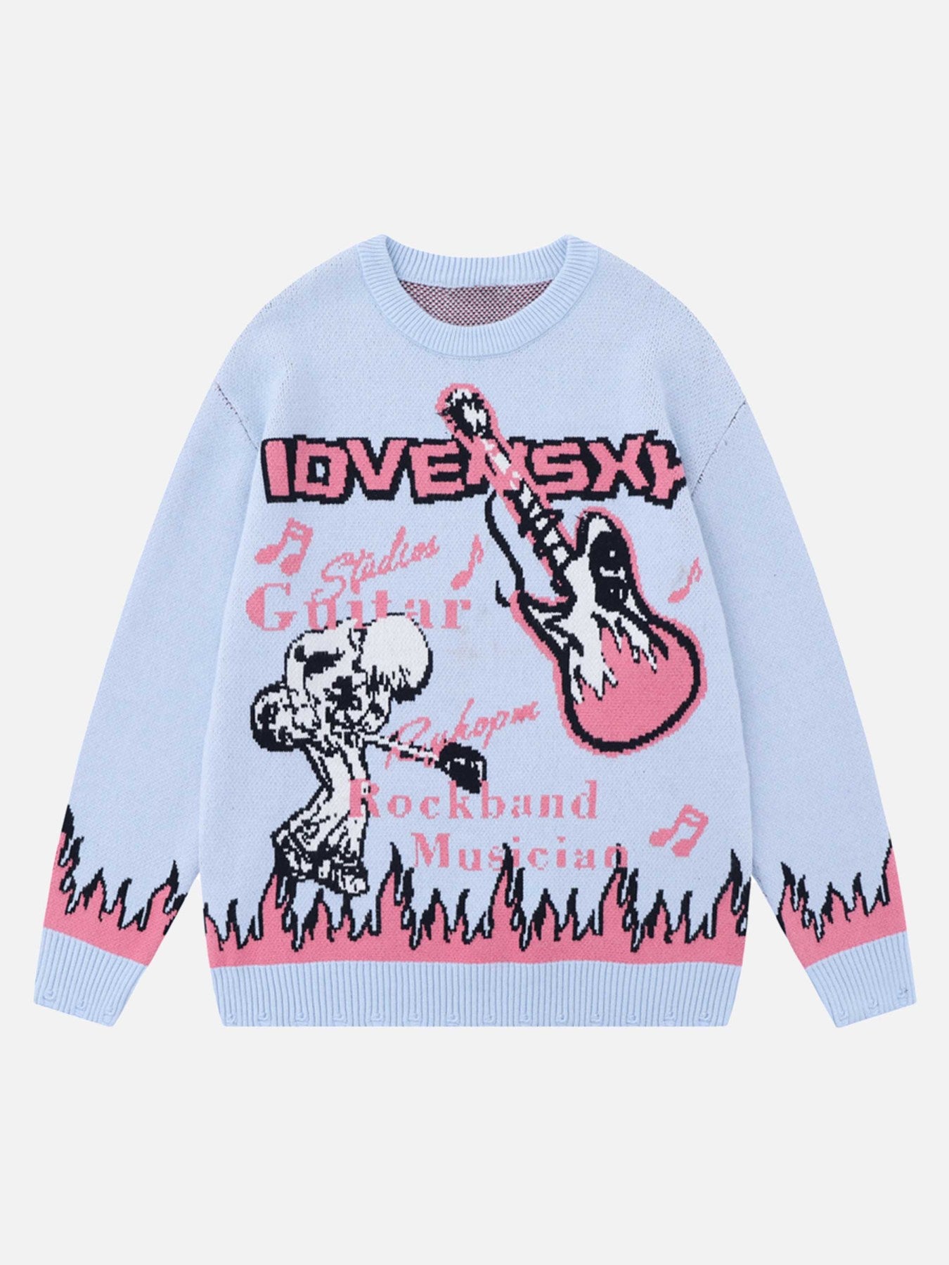 The Supermade Rock Anime Flame Crew Neck Sweater