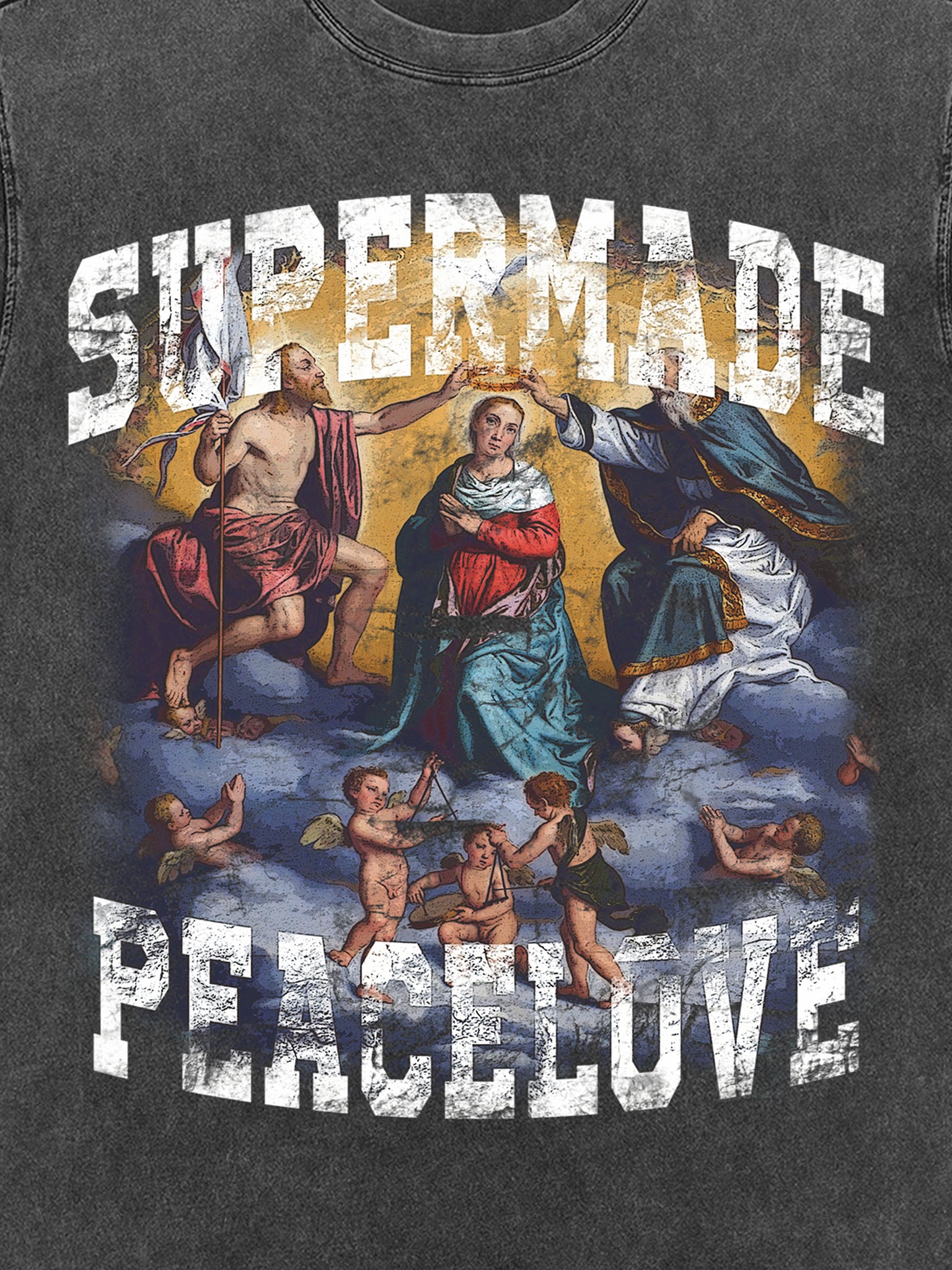 Thesupermade Renaissance Washed Distressed Hip Hop T-shirt