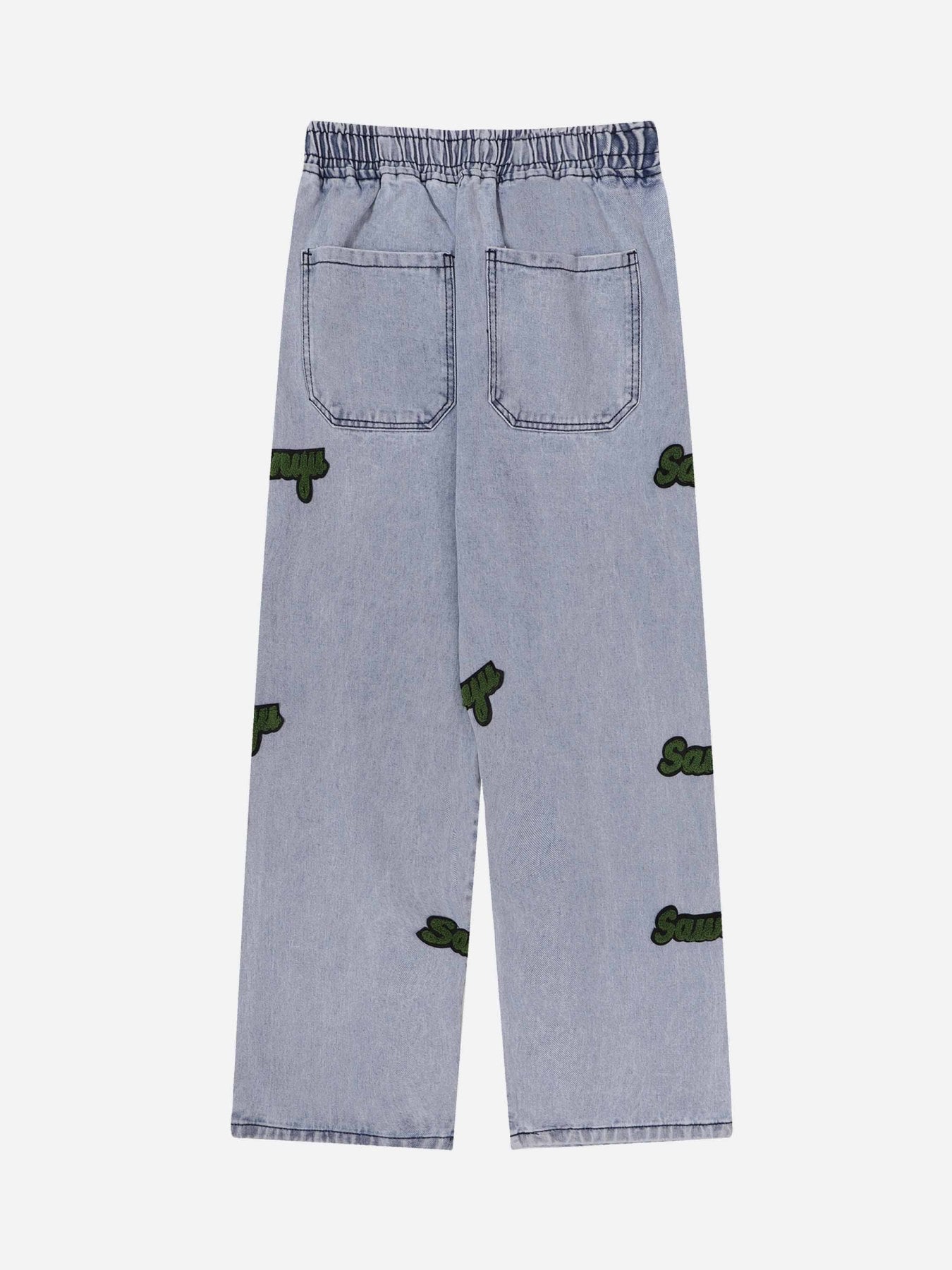 The Supermade Towel Embroidery Elastic Waist Jeans