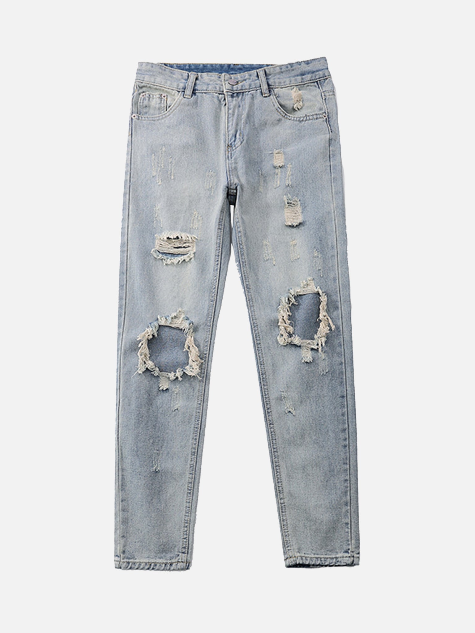 The Supermade Washed Heavily Ripped Jeans
