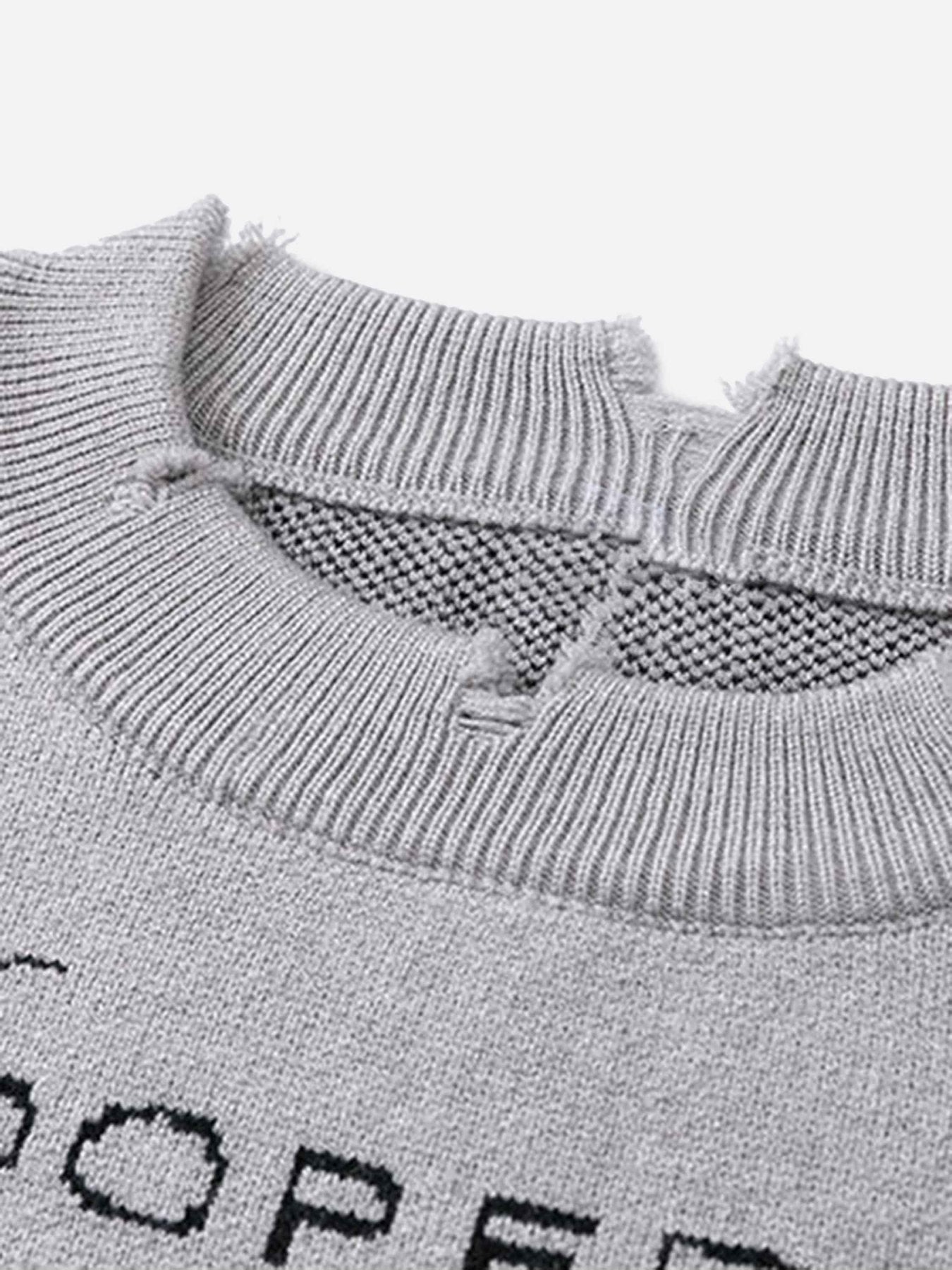 The Supermade Vintage Burlap Racing Suit Letter Jacquard Sweater