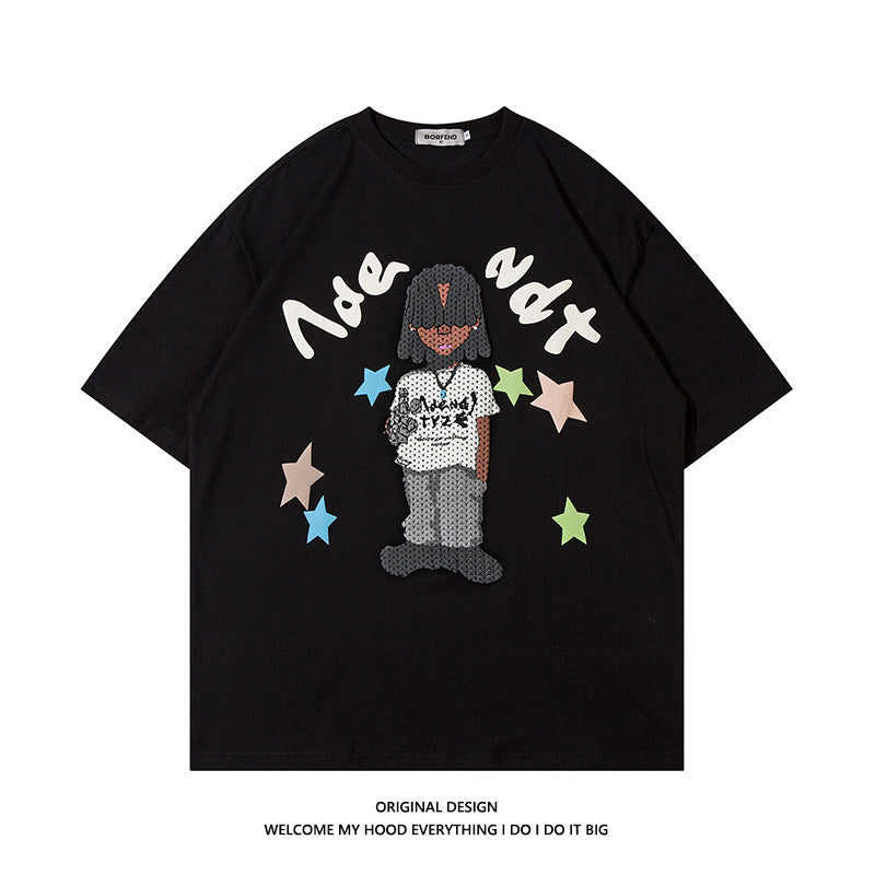 The Supermade Hip Hop Cartoon Character Print T-shirt