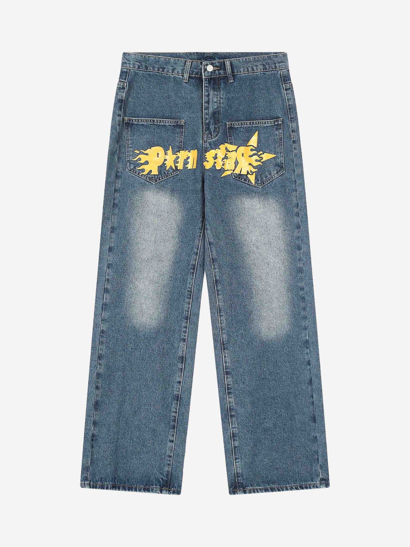 Thesupermade Personality Monogram Print Jeans