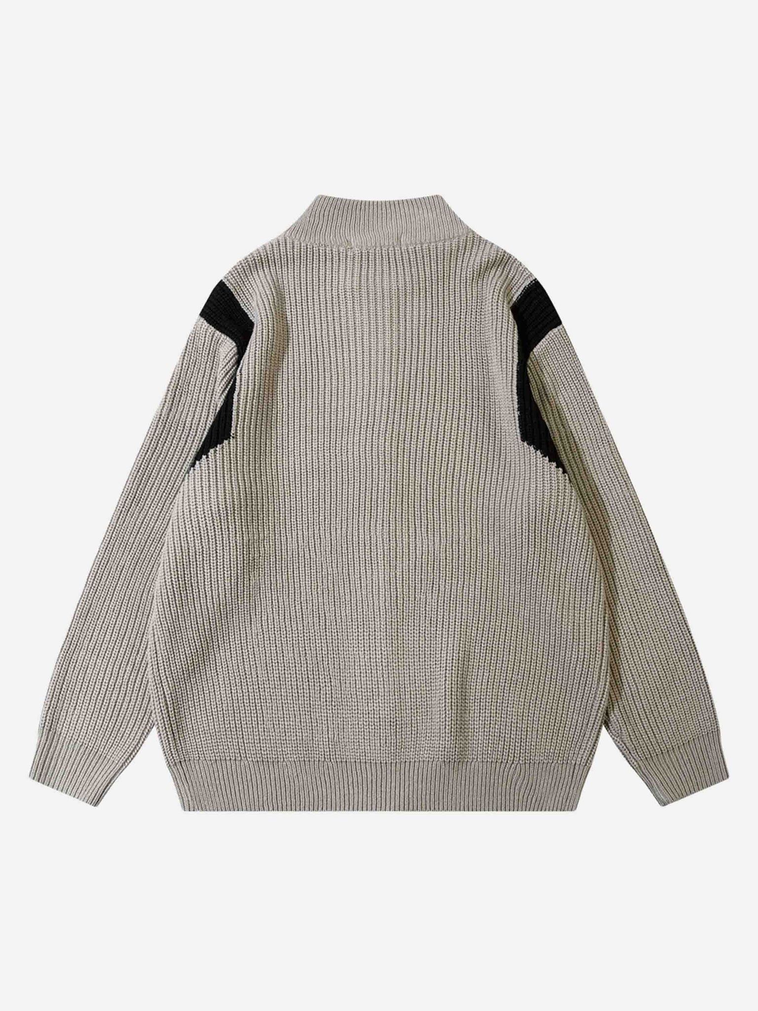 Thesupermade American Style Color Blocking Zipper Cardigan Sweater Loose Knit-1509