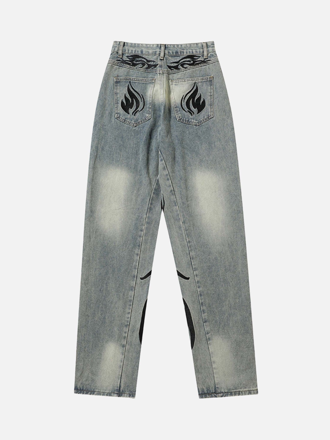 The Supermade Flame Embroidered Straight-leg Jeans