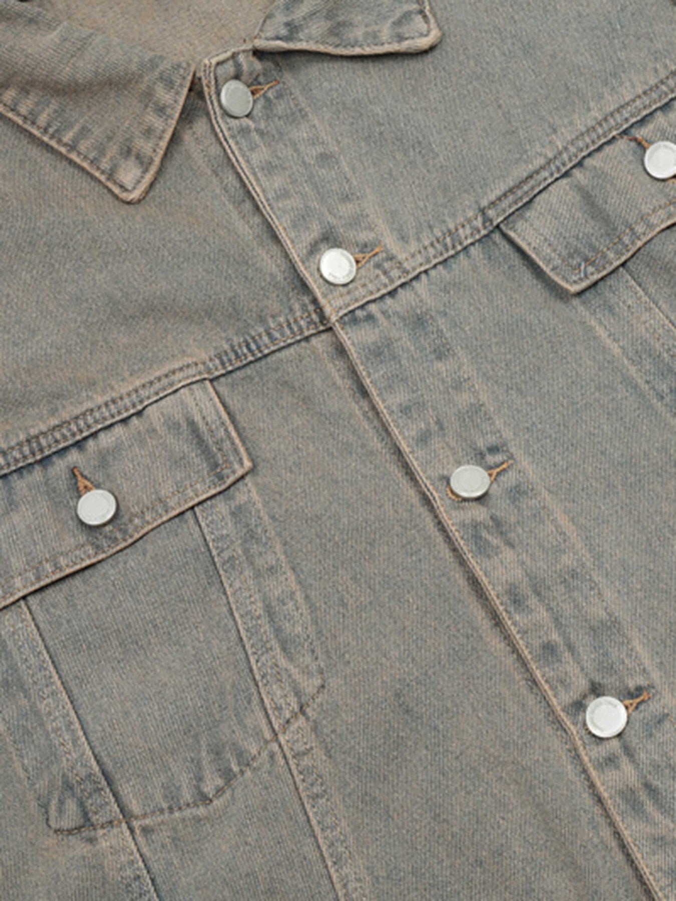 Thesupermade Flame Denim Embroidered Burlap Jacket - 1543