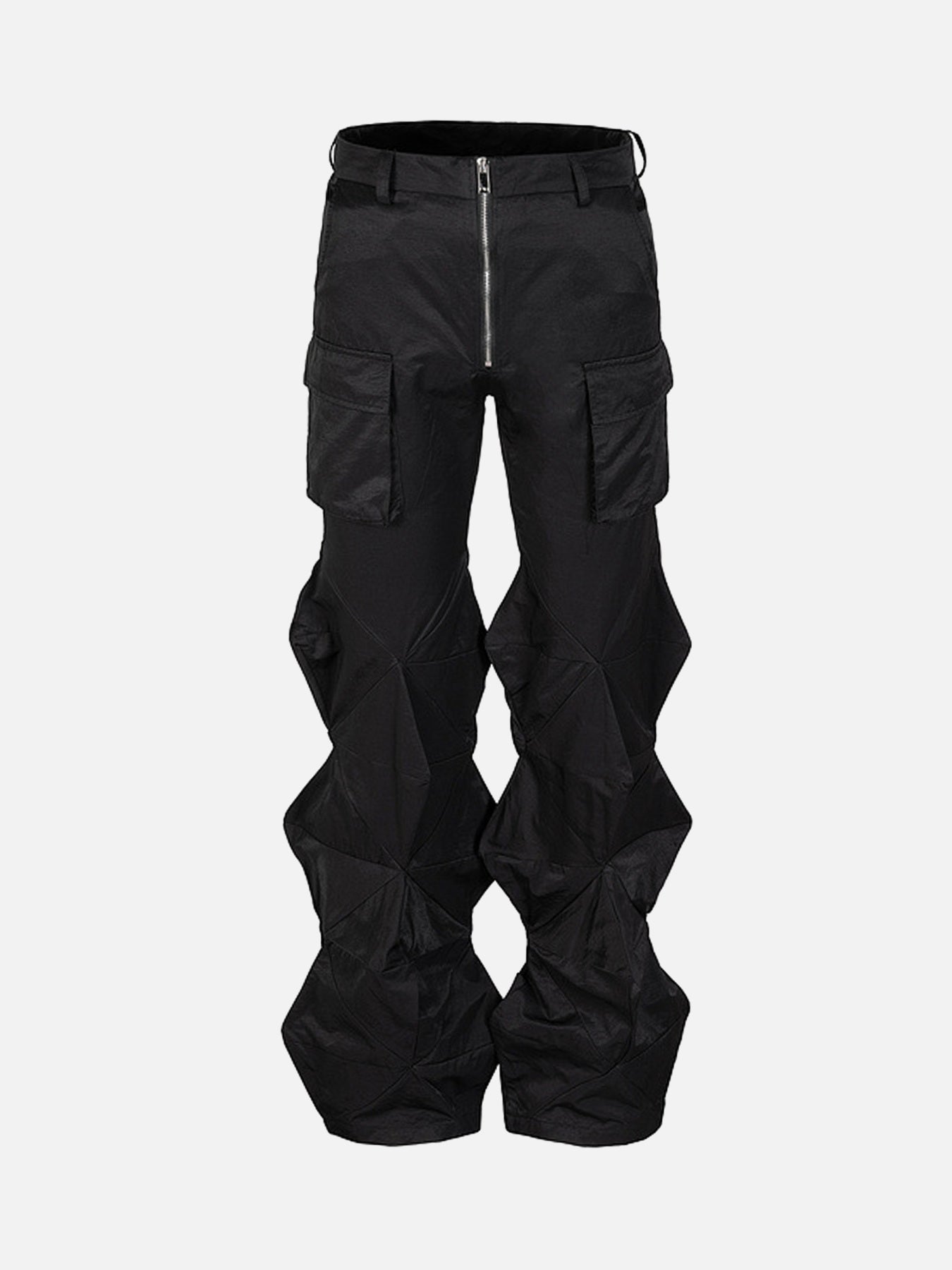 Thesupermade 3D Cropped Cubic Flare Casual Pants - 1839