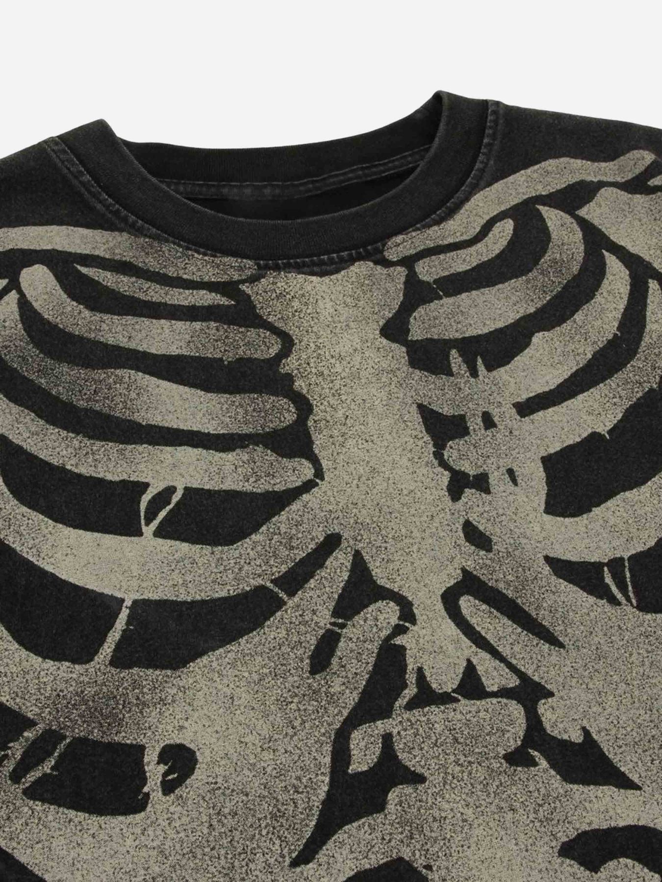 The Supermade Old Washed Skeleton Print T-shirt