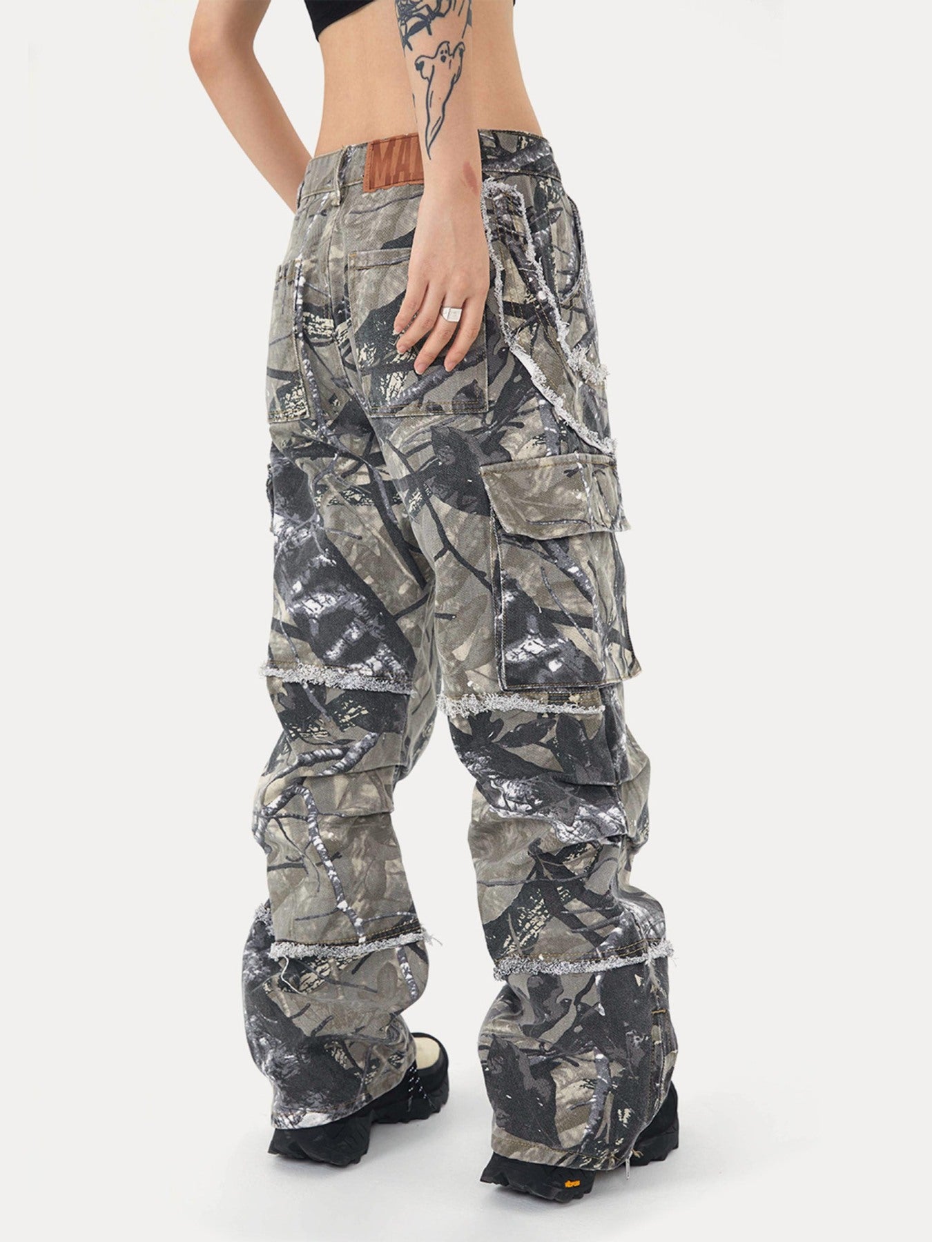 The Supermade Jungle Camouflage Leaf Loose Fit Straight Leg Pants