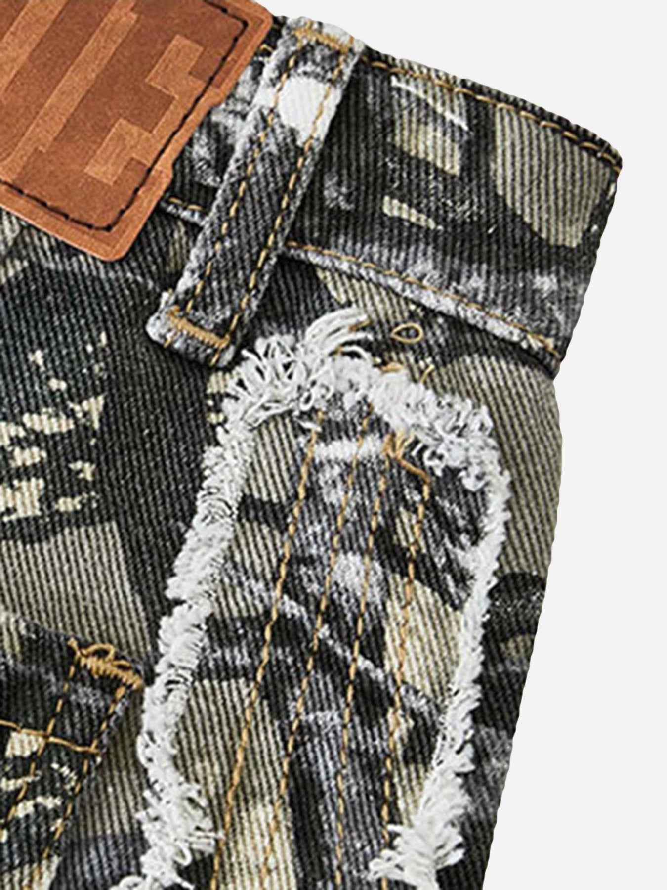 The Supermade Jungle Camouflage Leaf Loose Fit Straight Leg Pants