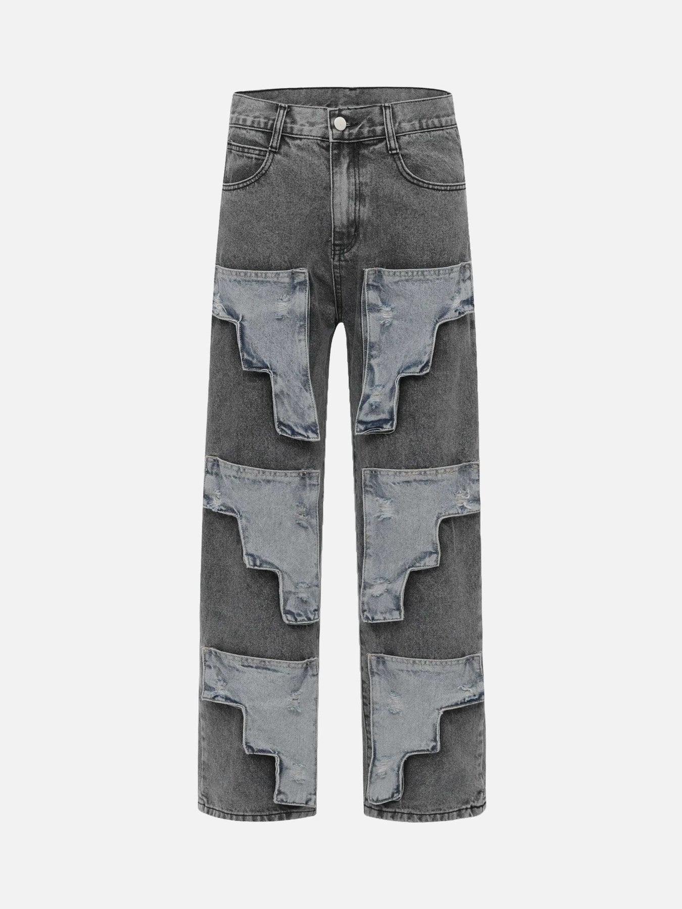 The Supermade Washed And Patched Ripped Jeans