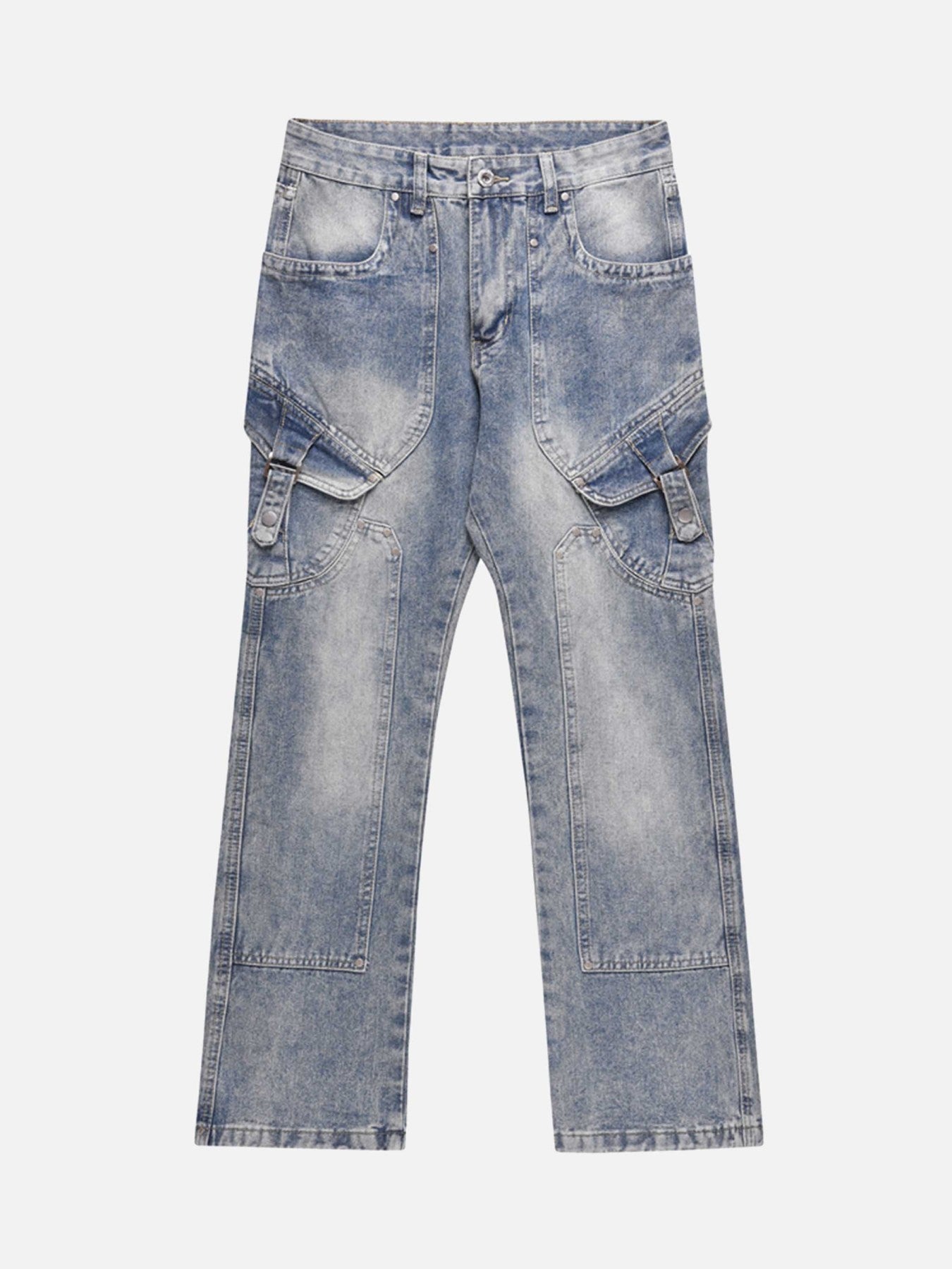 Thesupermade Versatile Multi-pocket Straight-leg Jeans