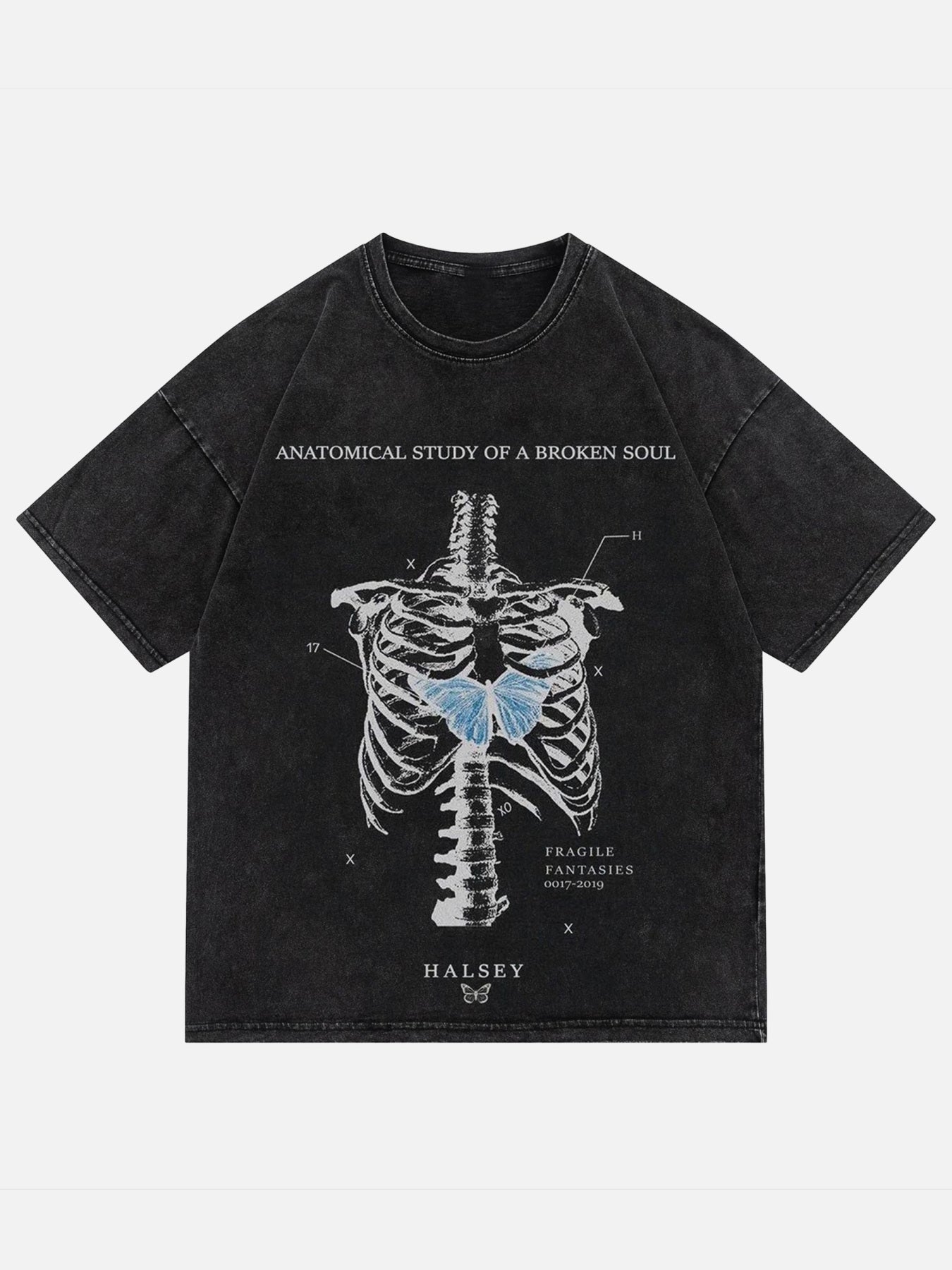 The Supermade Skull Print Washed T-Shirt -1588