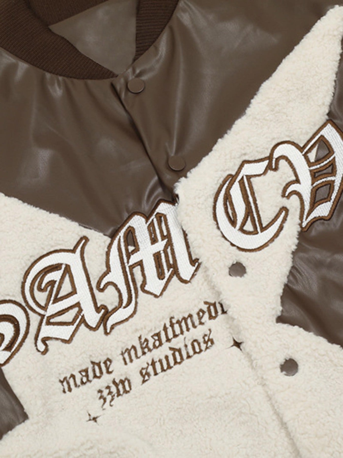 Thesupermade Pentagram Embroidered Leather Jacket - 1783
