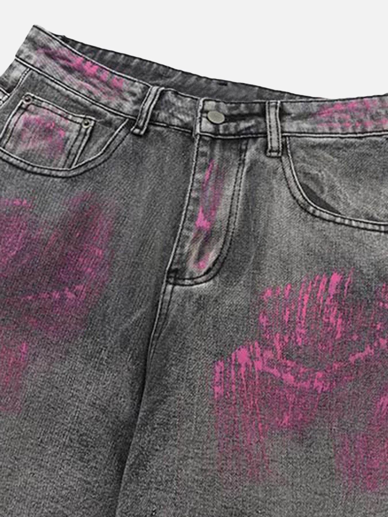 Thesupermade Graffiti Airbrushed Washed And Distressed Jeans
