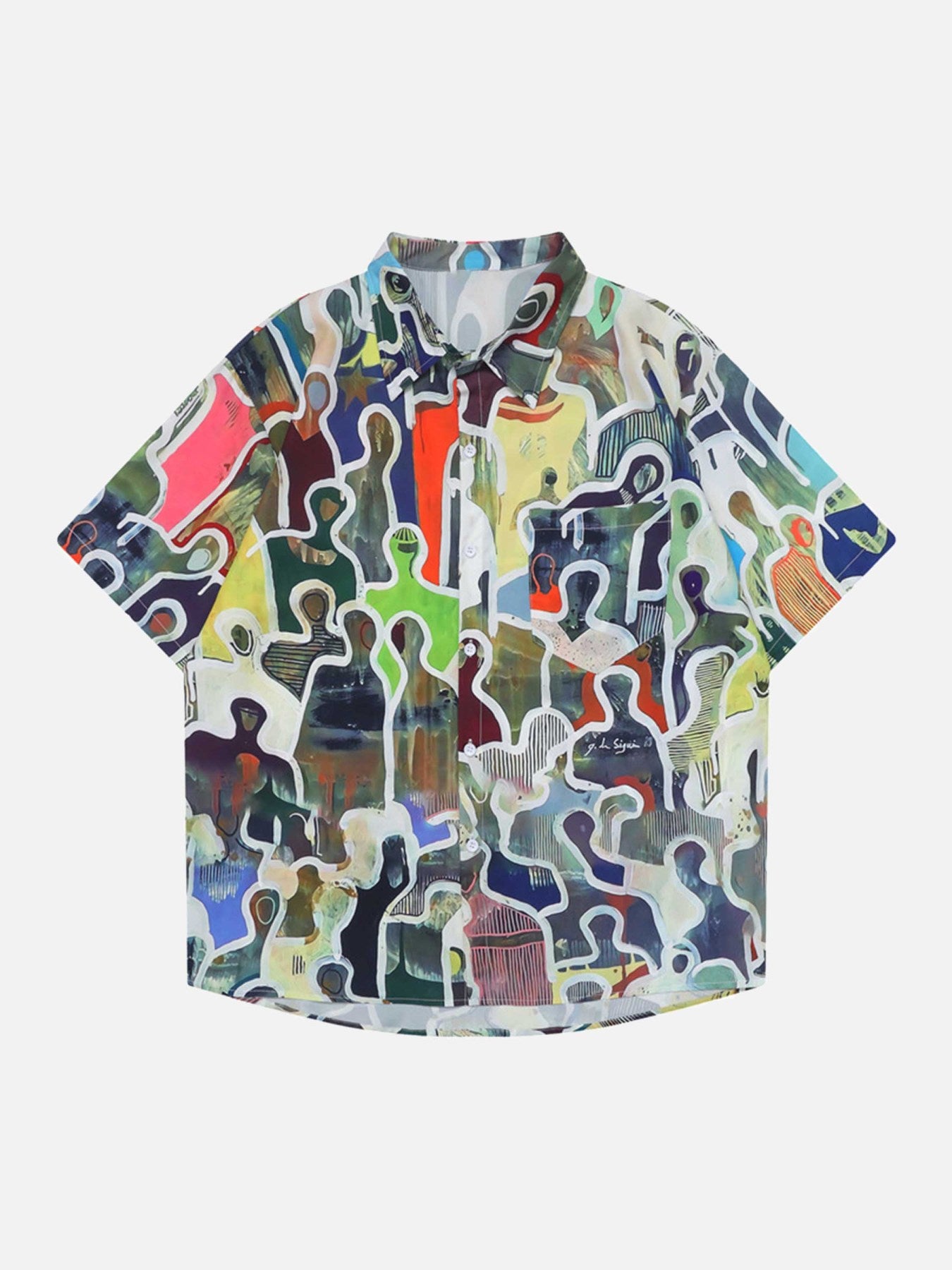 The Supermade Abstract Character Loose Short-sleeved Polo Shirt