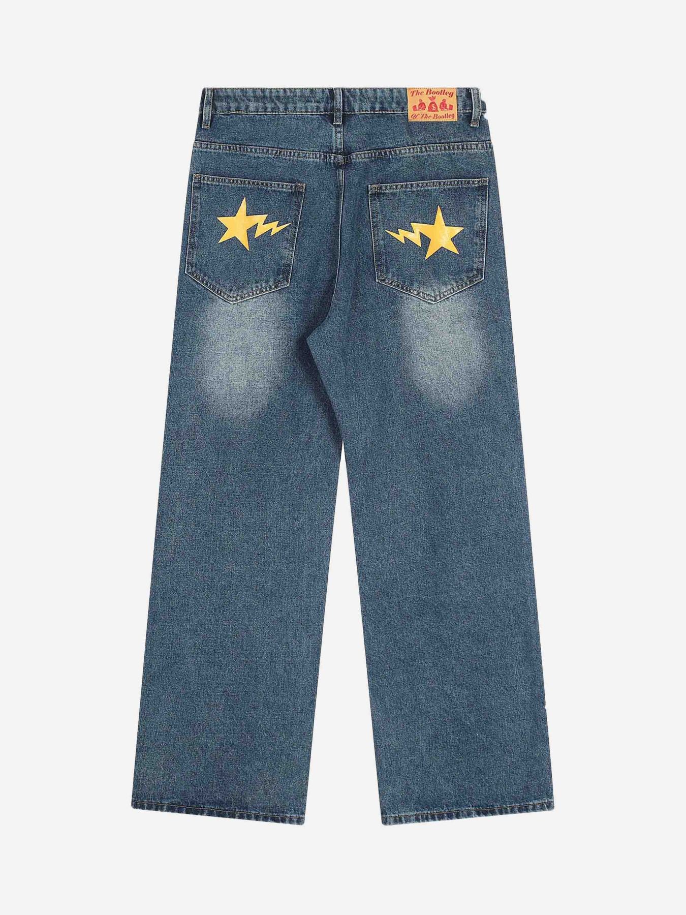 Thesupermade Personality Smiley Face Printed Jeans