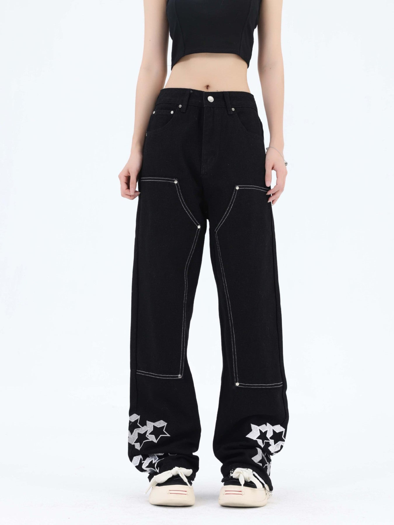 Thesupermade Willow Nail Star Embroidered Jeans