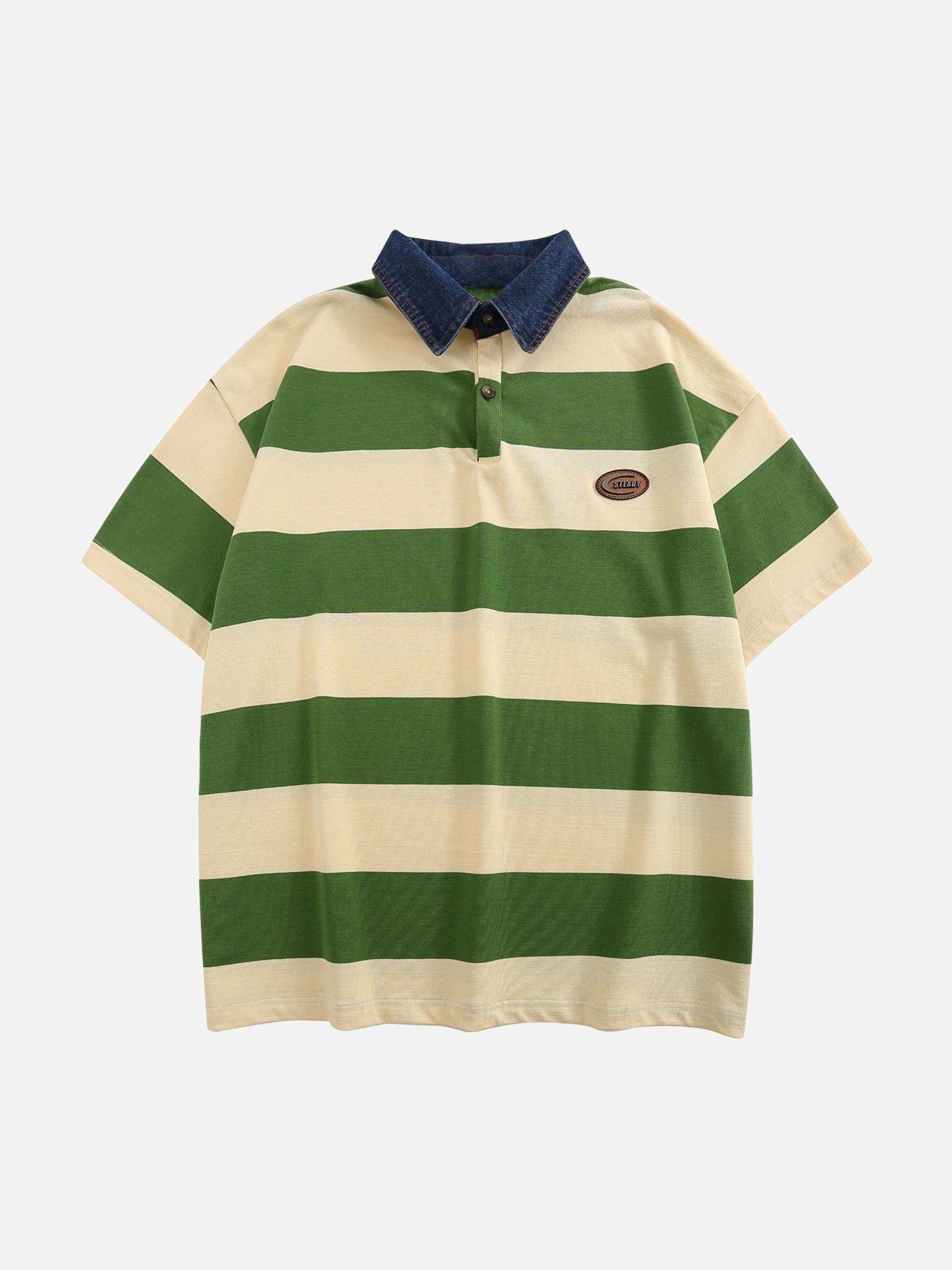 Thesupermade Vintage Color Striped Polo Shirt