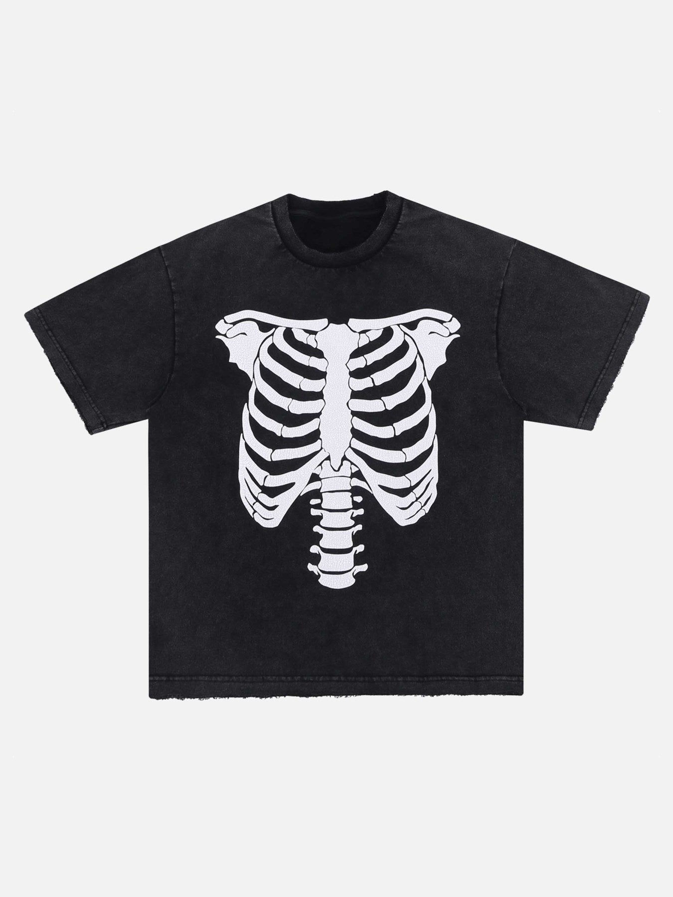 The Supermade Vintage Aged Skeleton Print T-Shirt