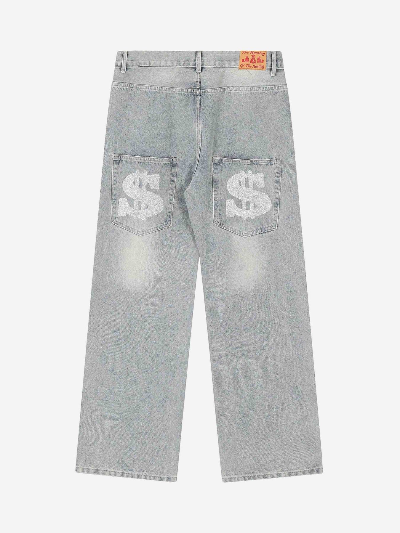 Thesupermade Dark Letter Print Jeans