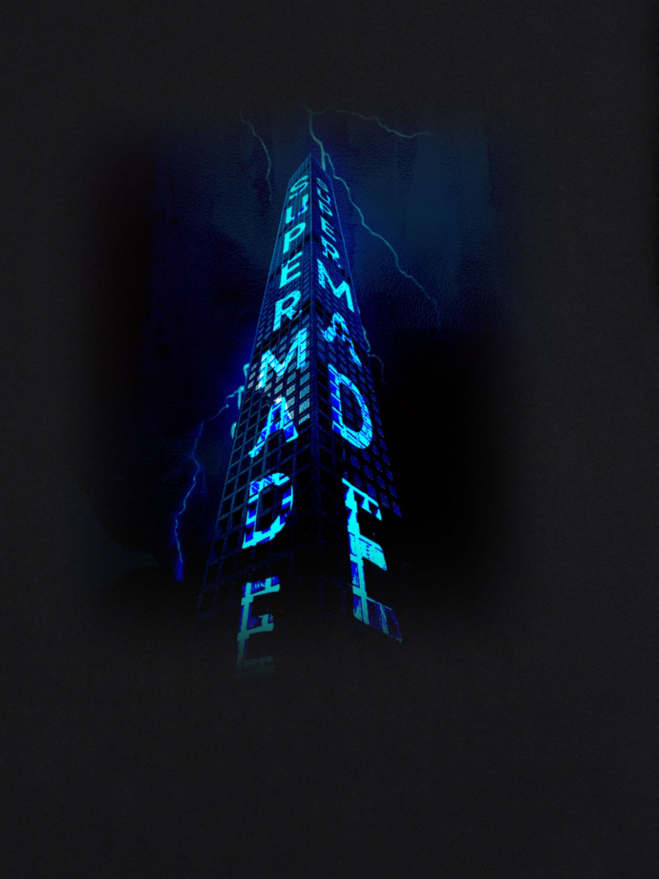 The Supermde Building With Glowing Lettering Print T-shirt