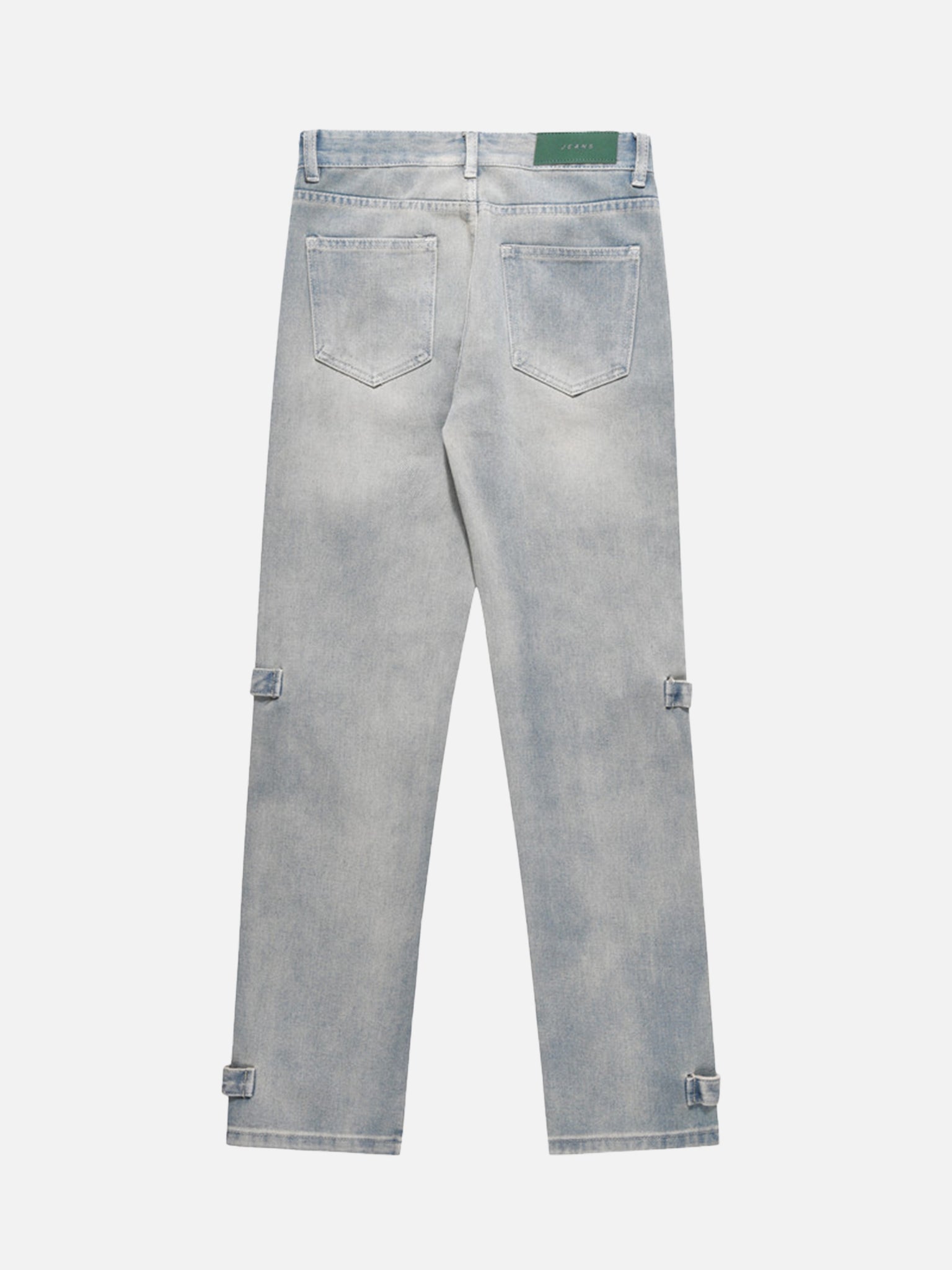 The Supermade High Street Hip-hop Design Sense Zipper Straight Jeans Nine-point Pants