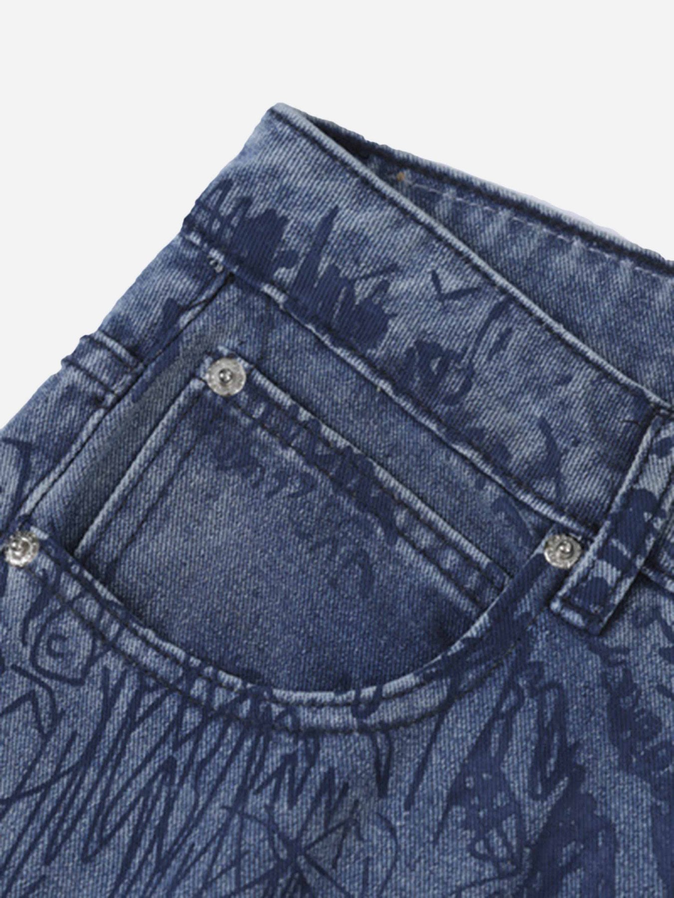 Thesupermade Hip-hop Graffiti Alphabet Jeans - 1743