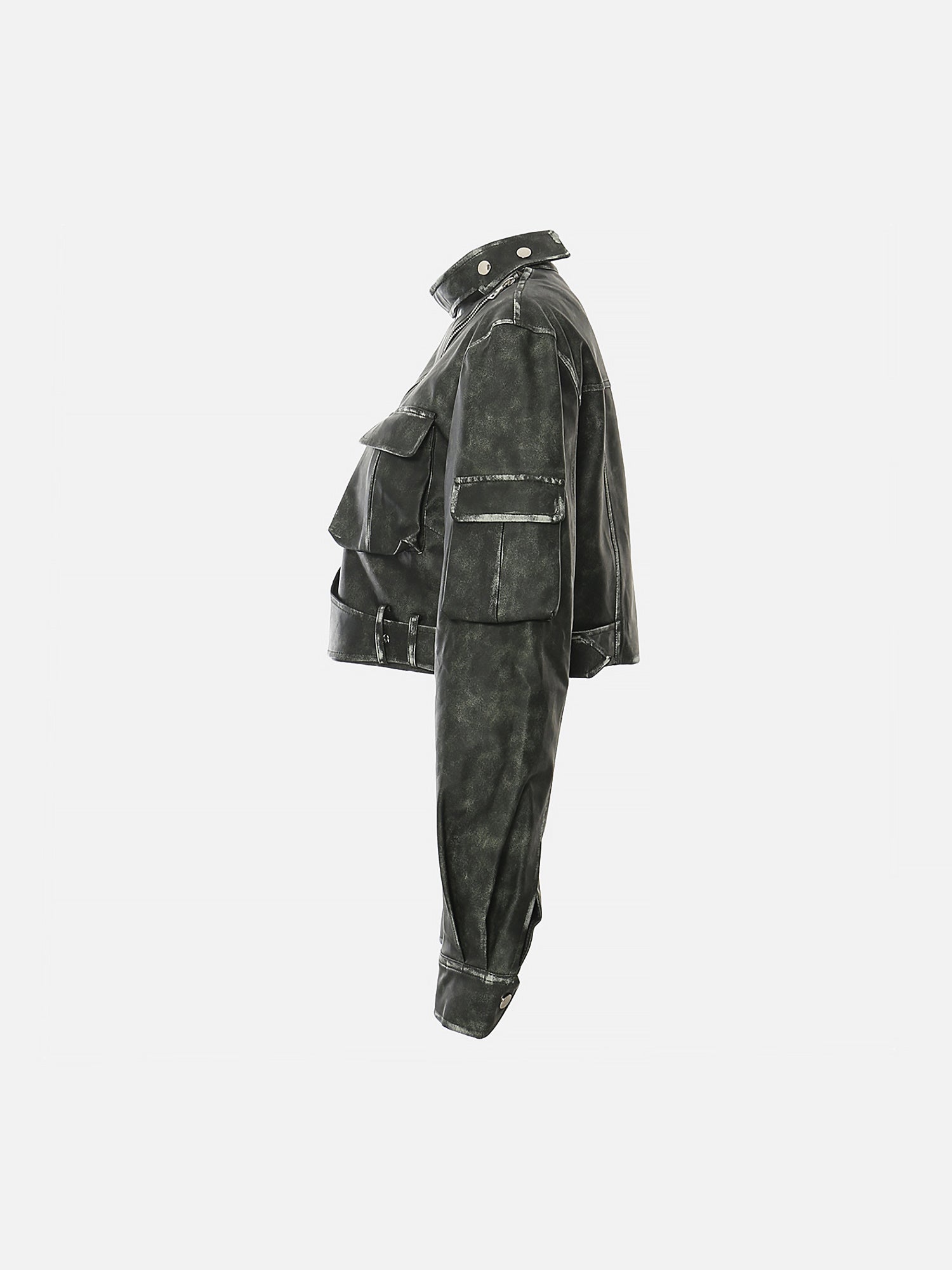 Thesupermade Personalized Irregular Cut Polished Leather Jacket - 2008