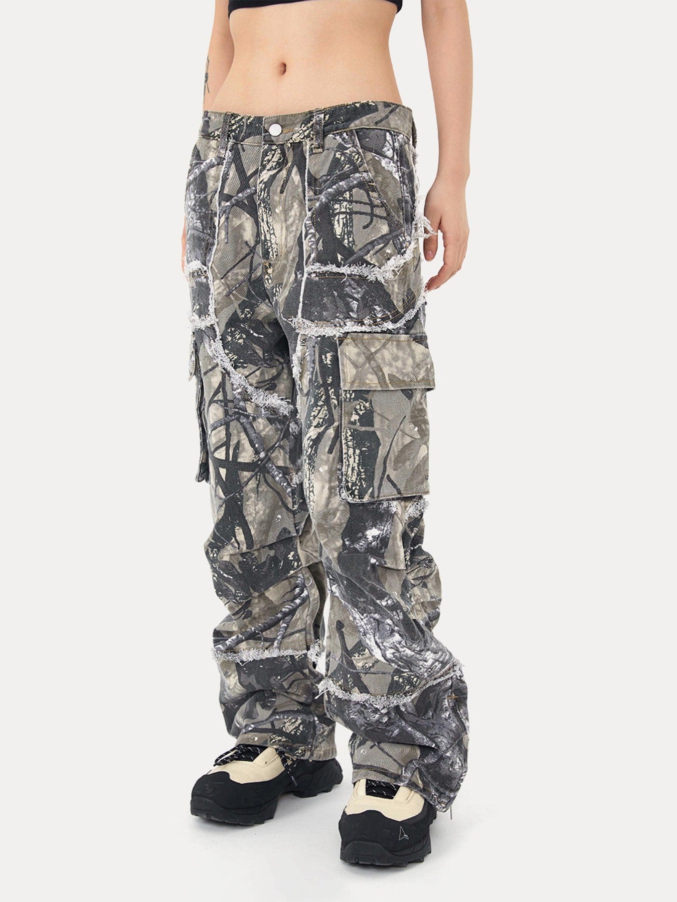 The Supermade Jungle Camouflage Leaf Loose Fit Straight Leg Pants