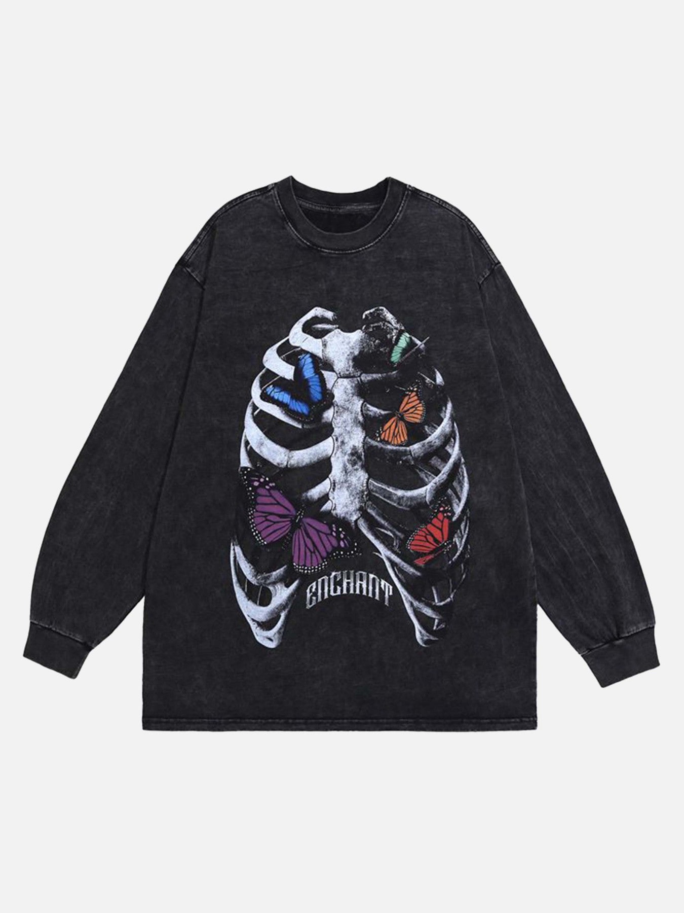 The Supermade Skull Butterfly Graffiti Long Sleeve T-Shirt