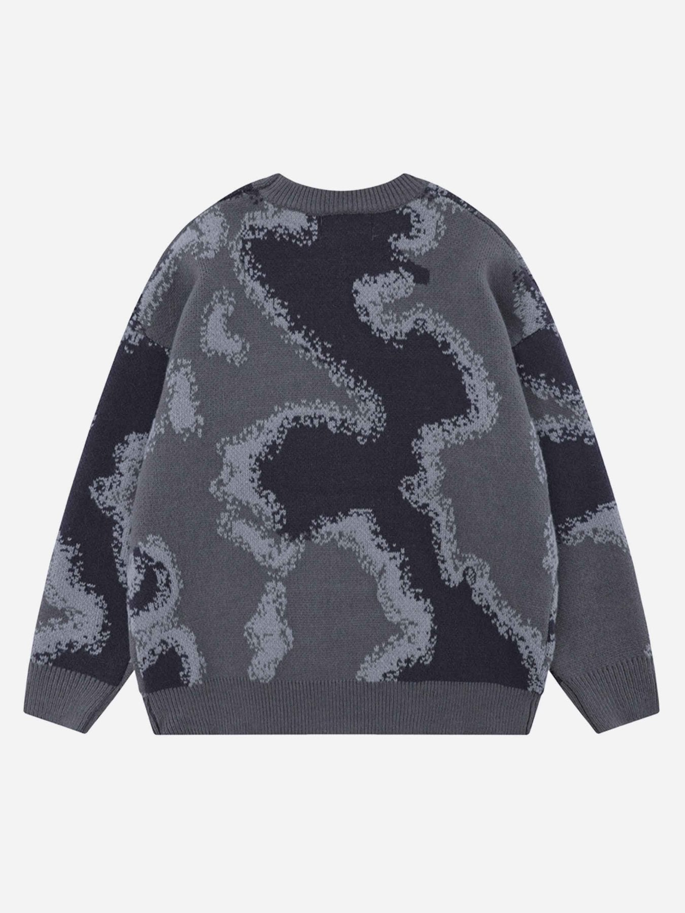 The Supermade Camouflage Peplum Crew Neck Knit