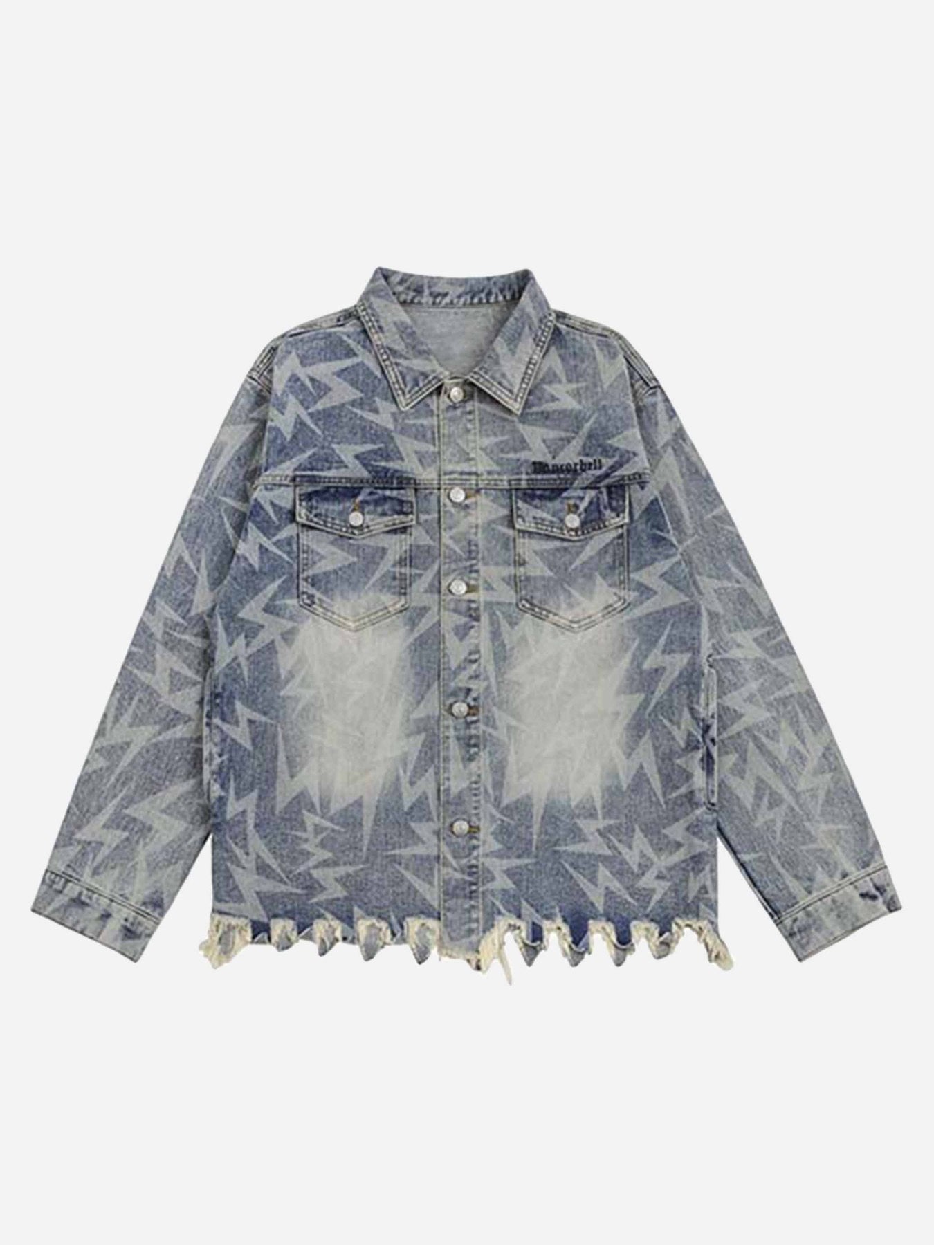 The Supermade Washed And Stressed Full Print Denim Jacket
