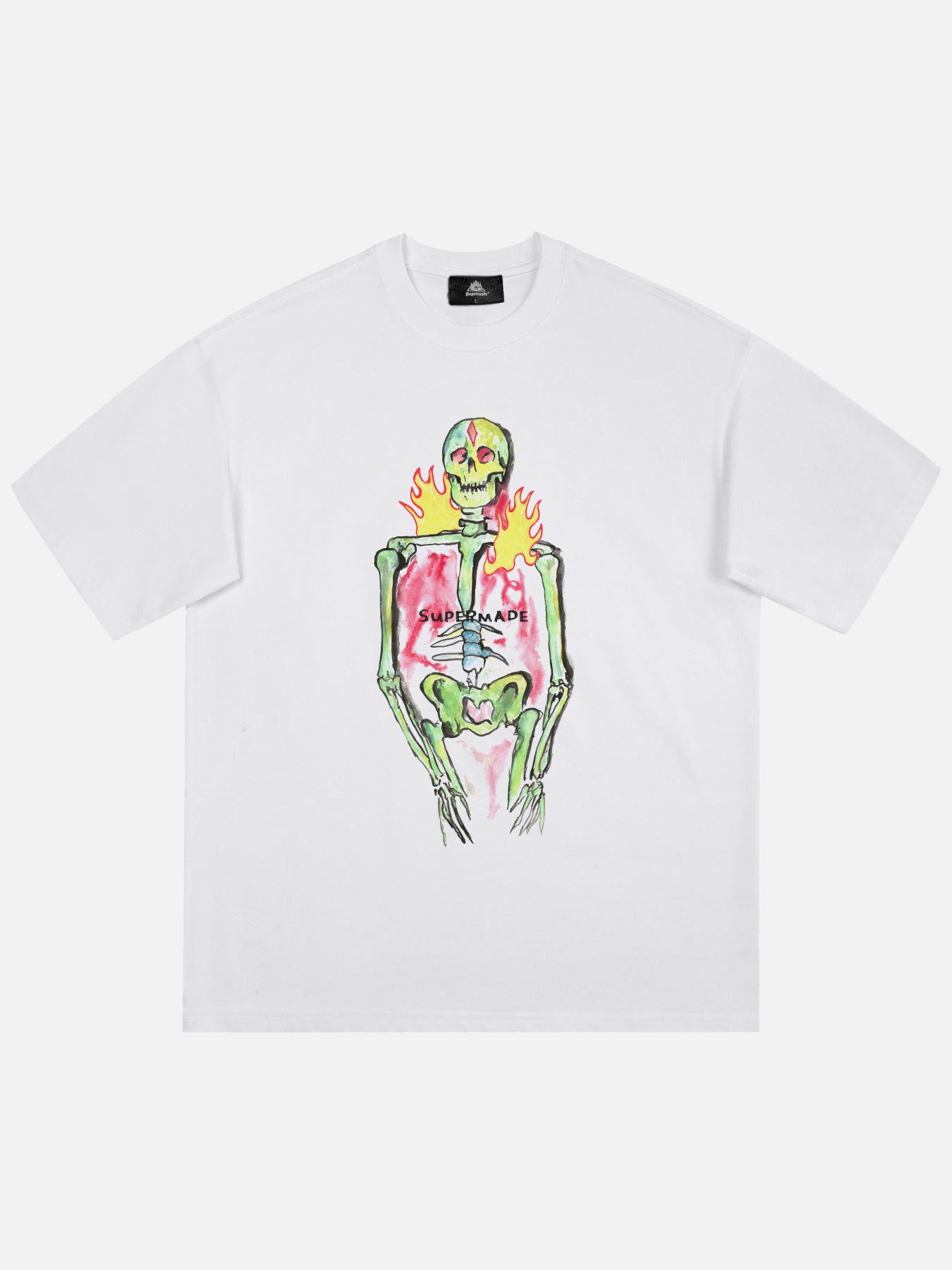 Thesupermade Hand-painted Skull Print T-shirt