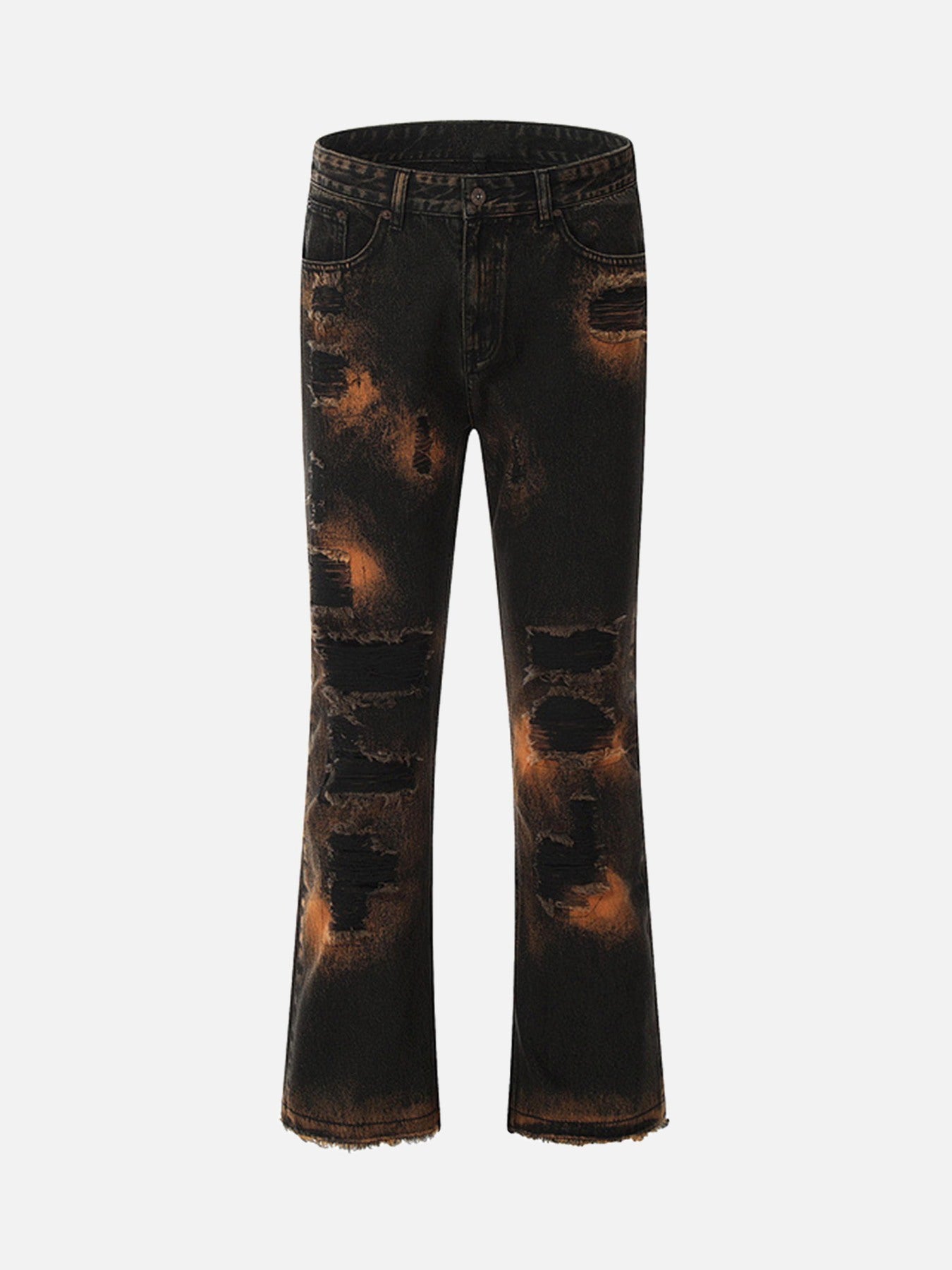 The Supermade High Street Halo Dye Aged Ripped Micro Flare Jeans - 1677