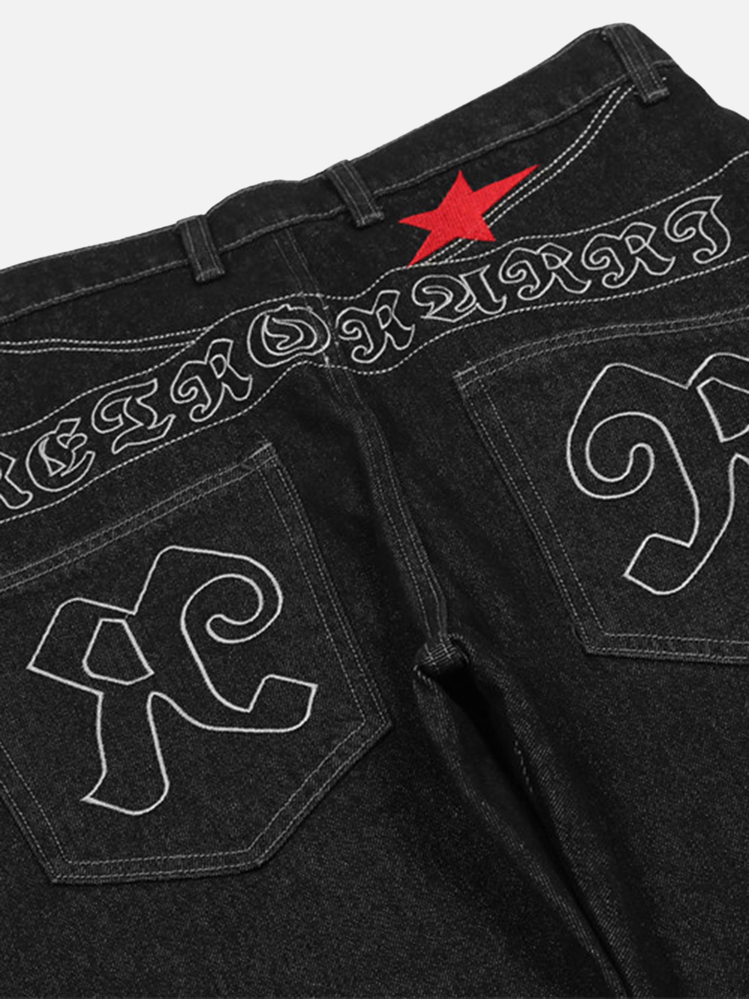 The Supermade American Letters Embroidered Straight Jeans -1571