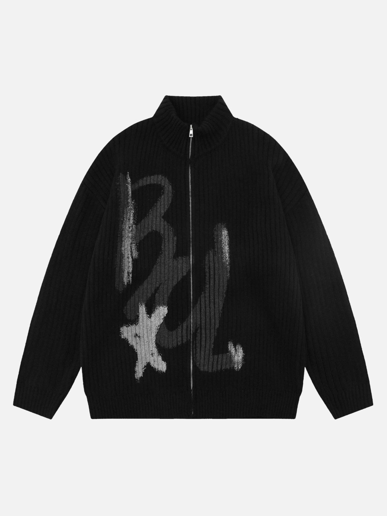 Thesupermade Vintage Graffiti Print Cardigan Sweater
