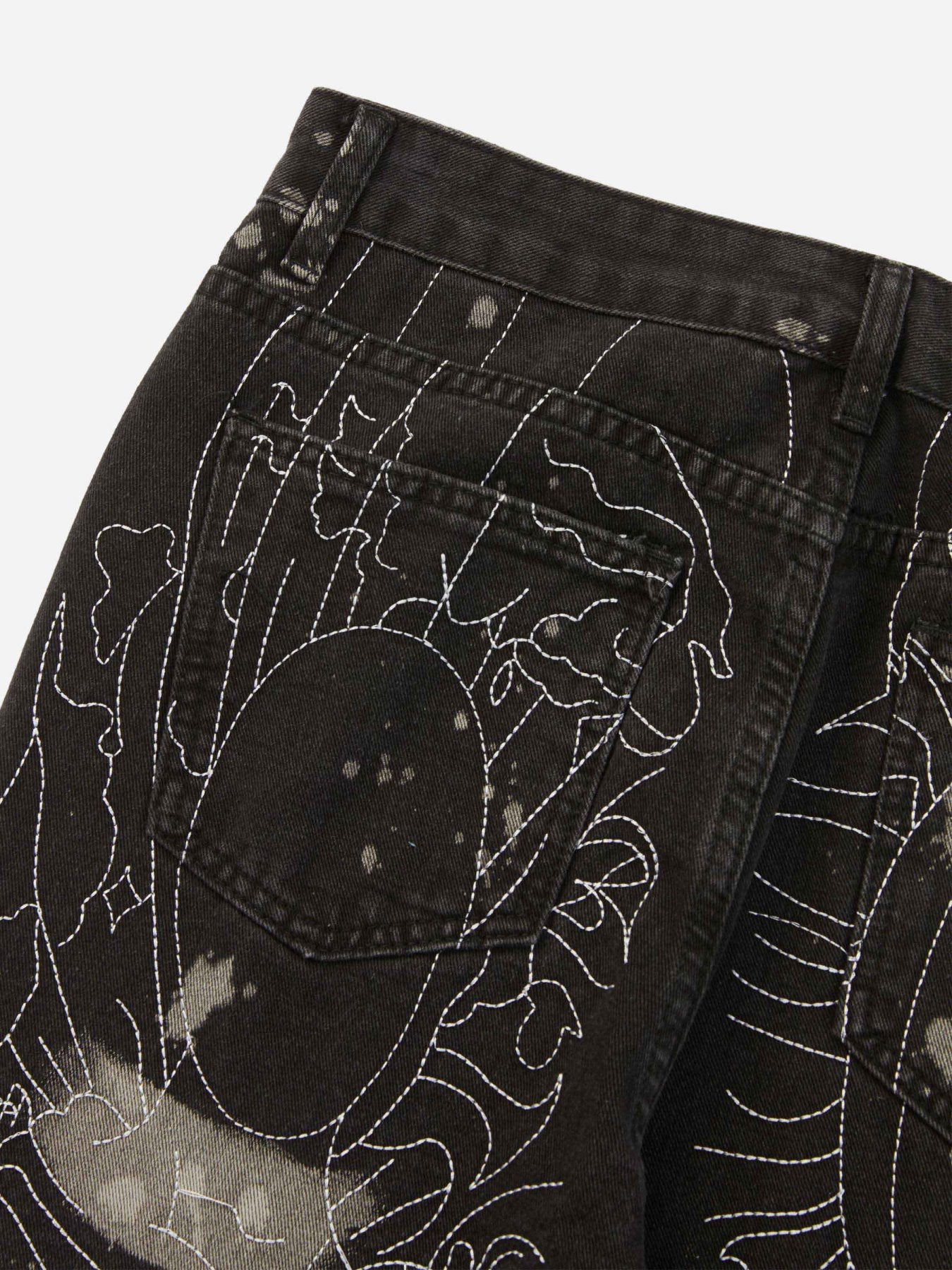 Thesupermade Topstitched White Straight-leg Jeans