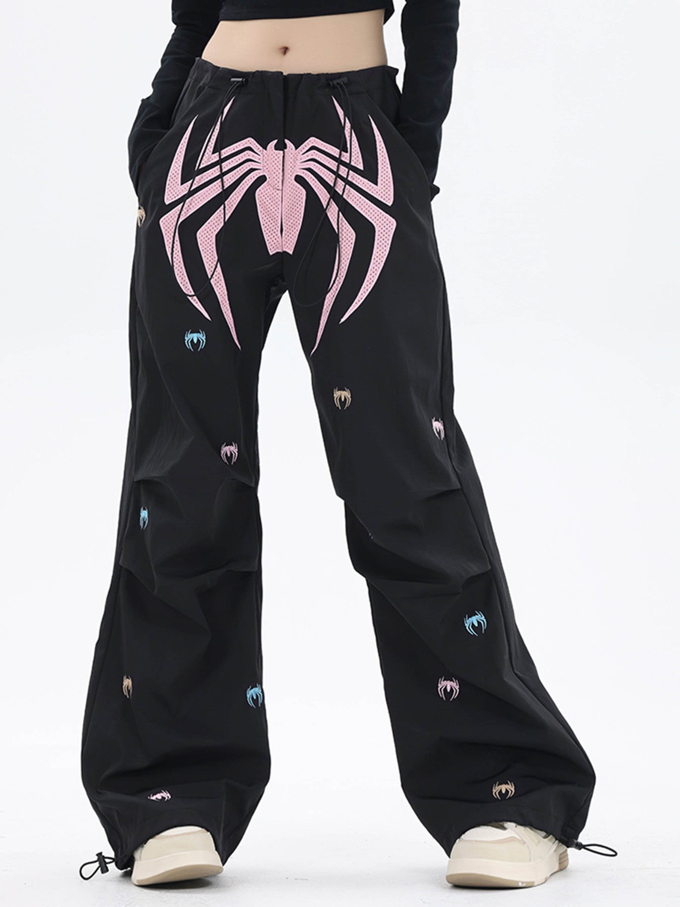 Thesupermade Embroidered Spider Straight Leg Wide Leg Pants - 1745