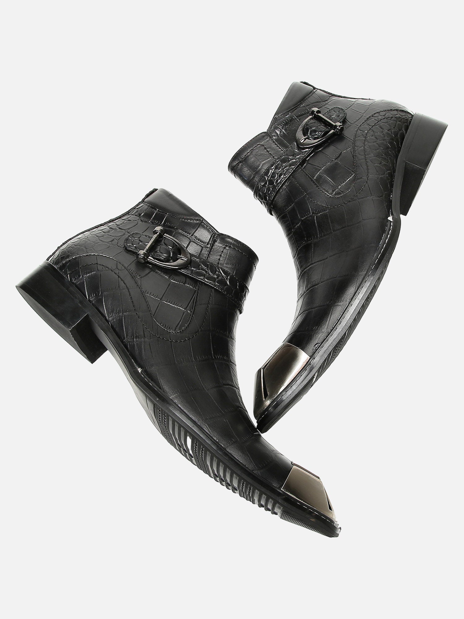 Trendy Design Metal Toe British Brogue Engraved Chelsea Short Boots