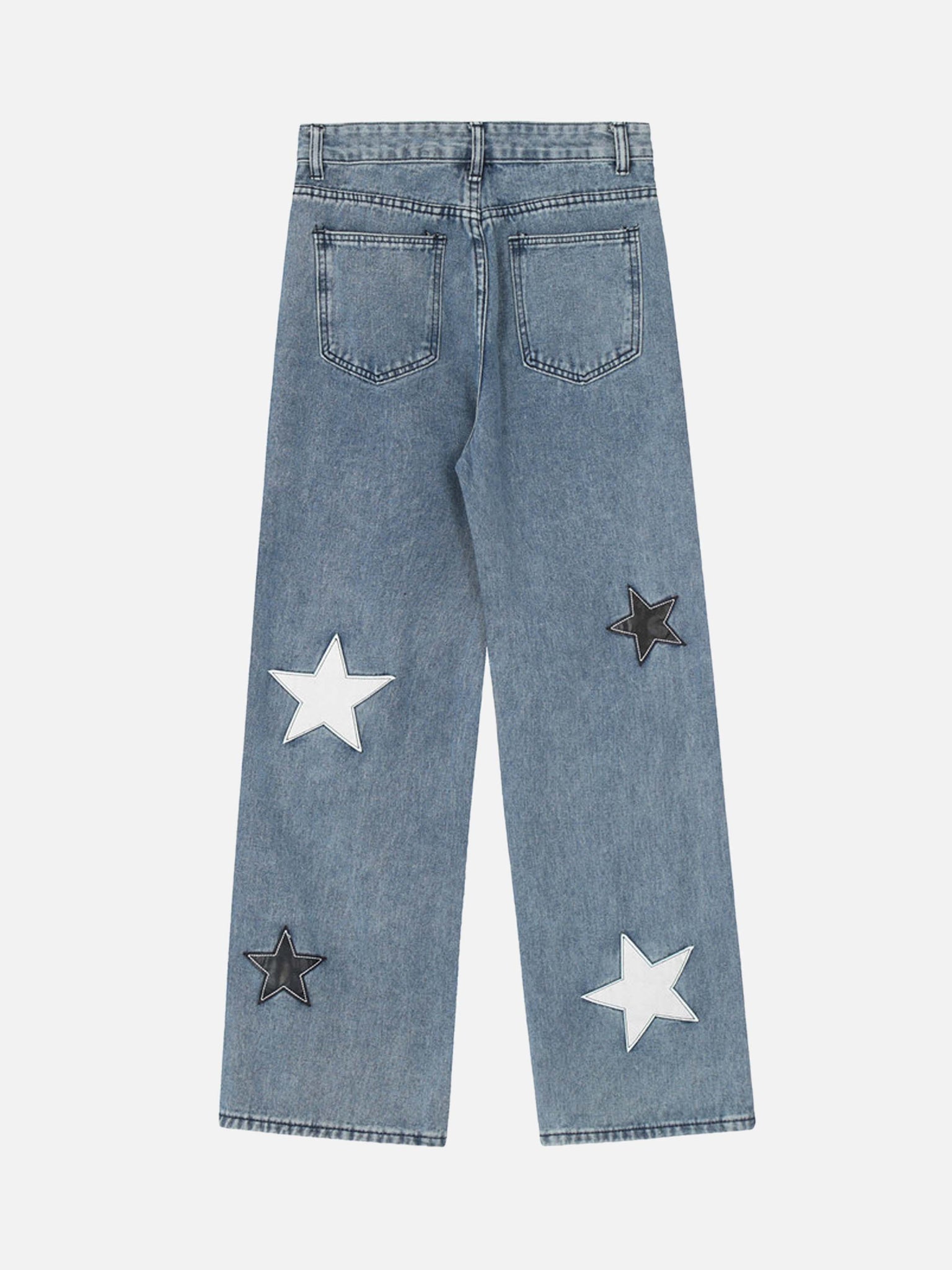 Thesupermade American Vintage Five-pointed Star Patch Embroidered Jeans Loose Straight-legged Pants -1439