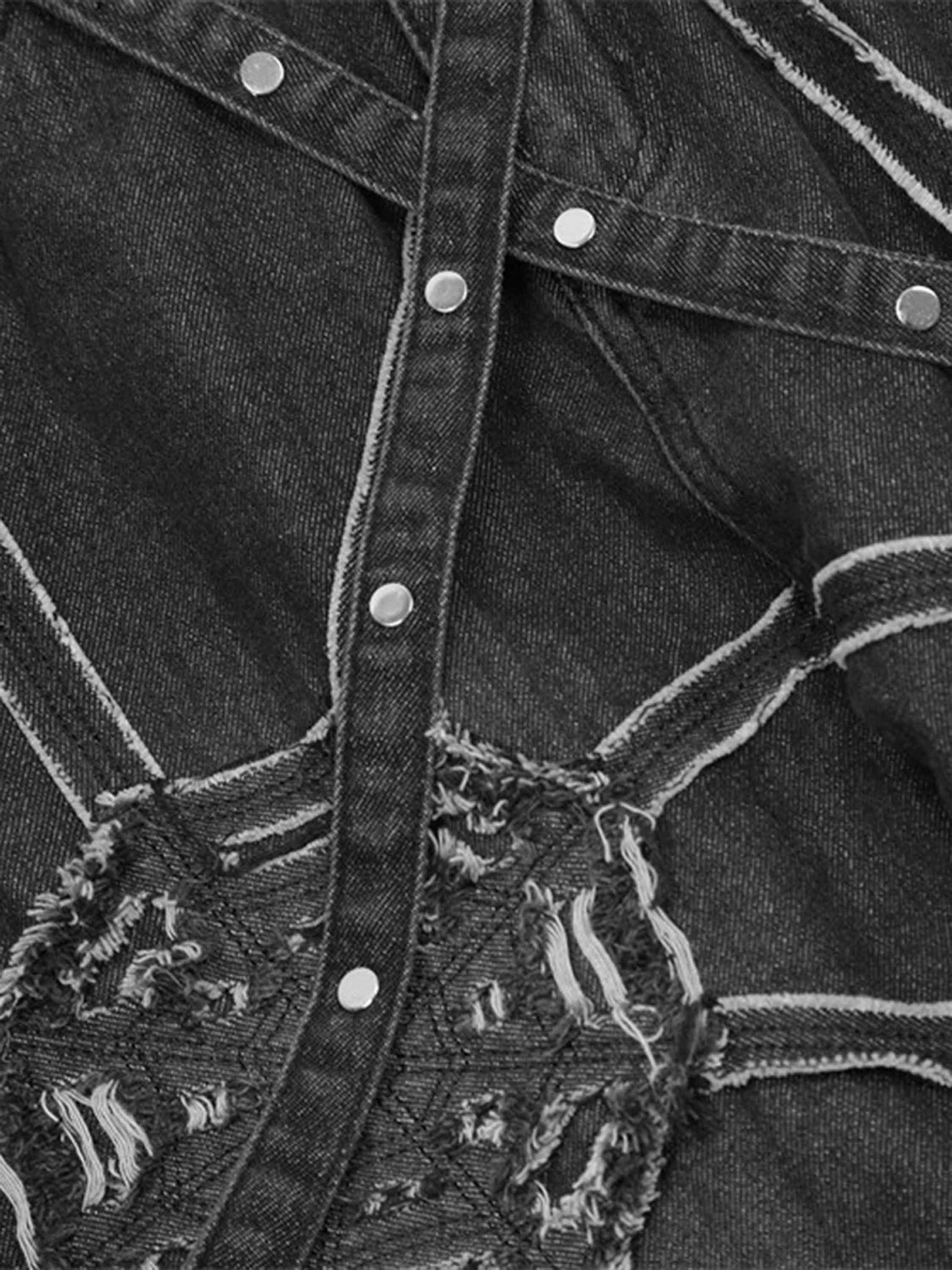 Thesupermade Hip-hop High Street Design Sense Spider Web Denim Straight Leg Pants-1512