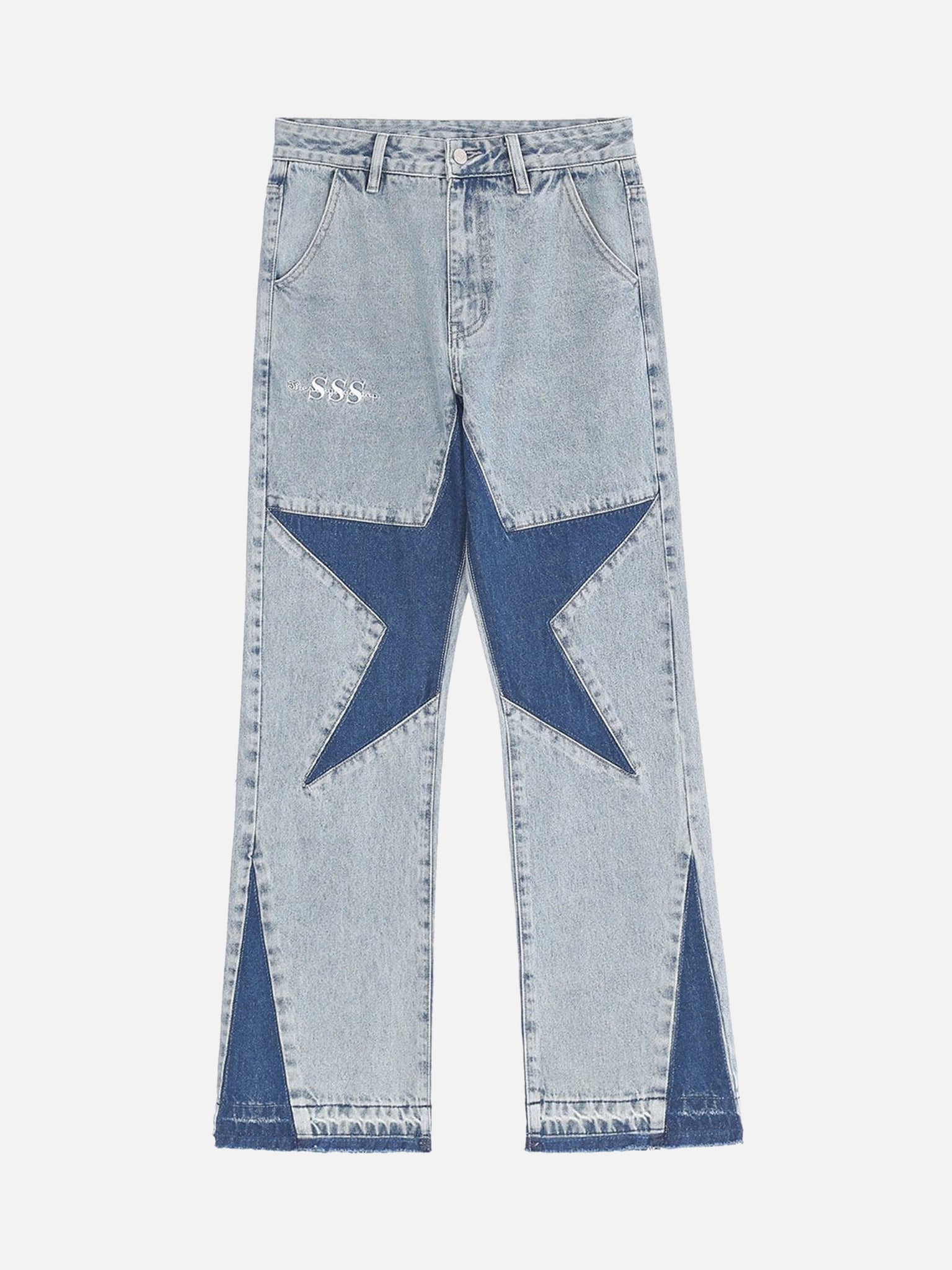 Thesupermade Patchwork Forked Five-pointed Star Jeans -1259
